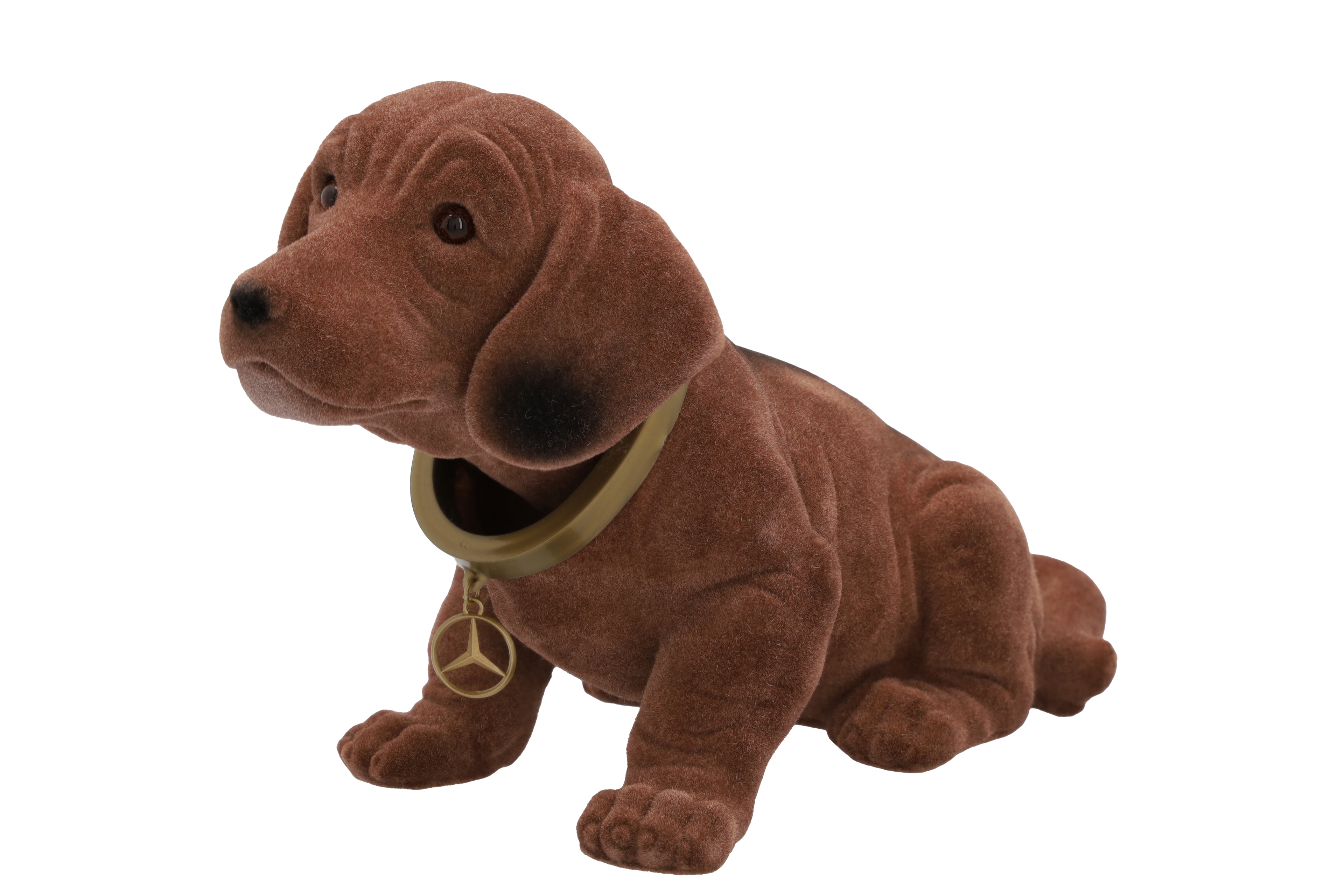 Chien à tête articulée - marron, Matière plastique