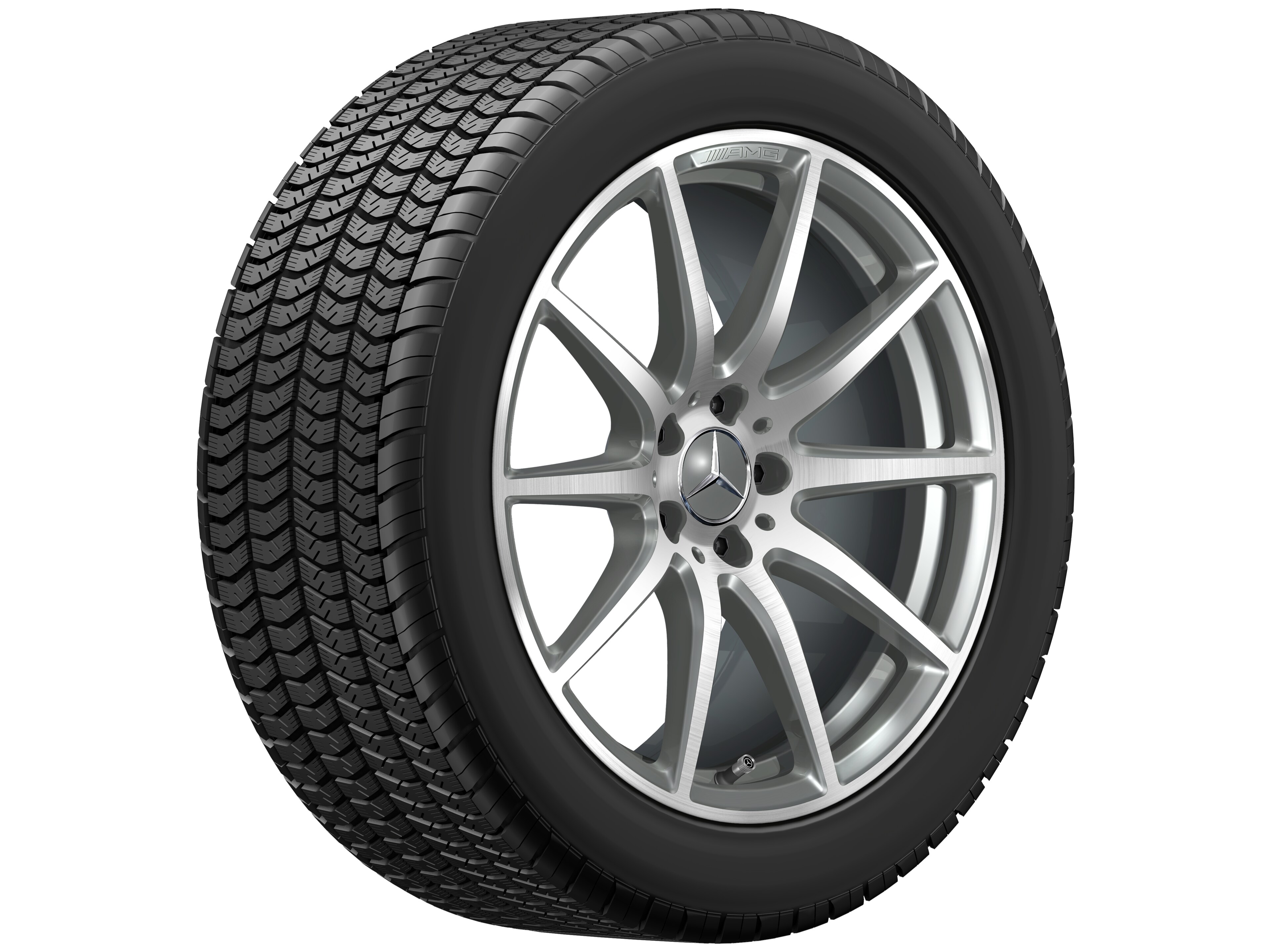 Cerchio a 10 razze AMG, 48,3 cm (19 pollici) - 11 J x 19 ET 53, grigio titanio, Tornitura a specchio