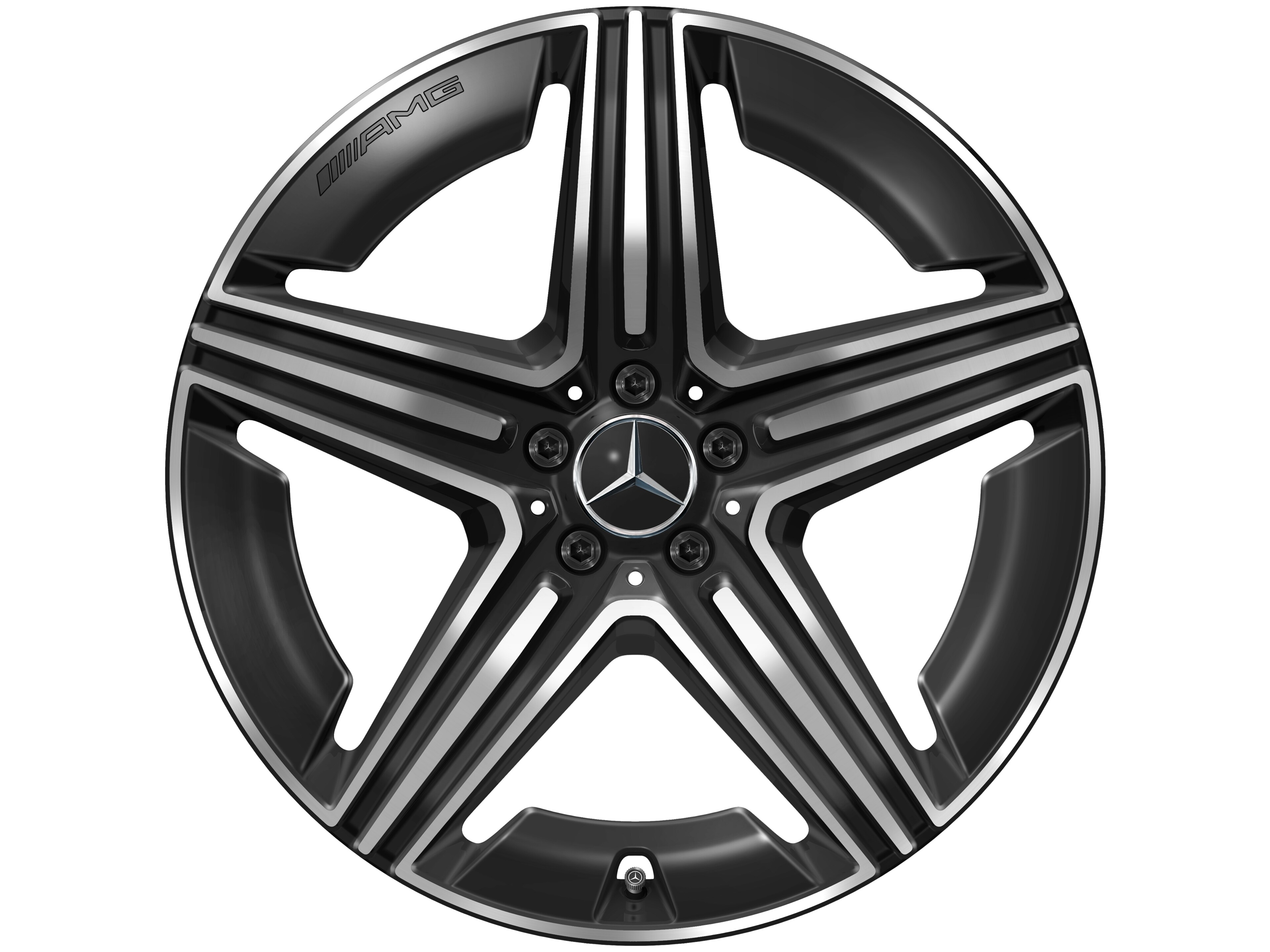 Cerchio a 5 doppie razze AMG, 53,3 cm (21 pollici) - 11 J x 21 ET 49, colore nero, Tornitura a specchio