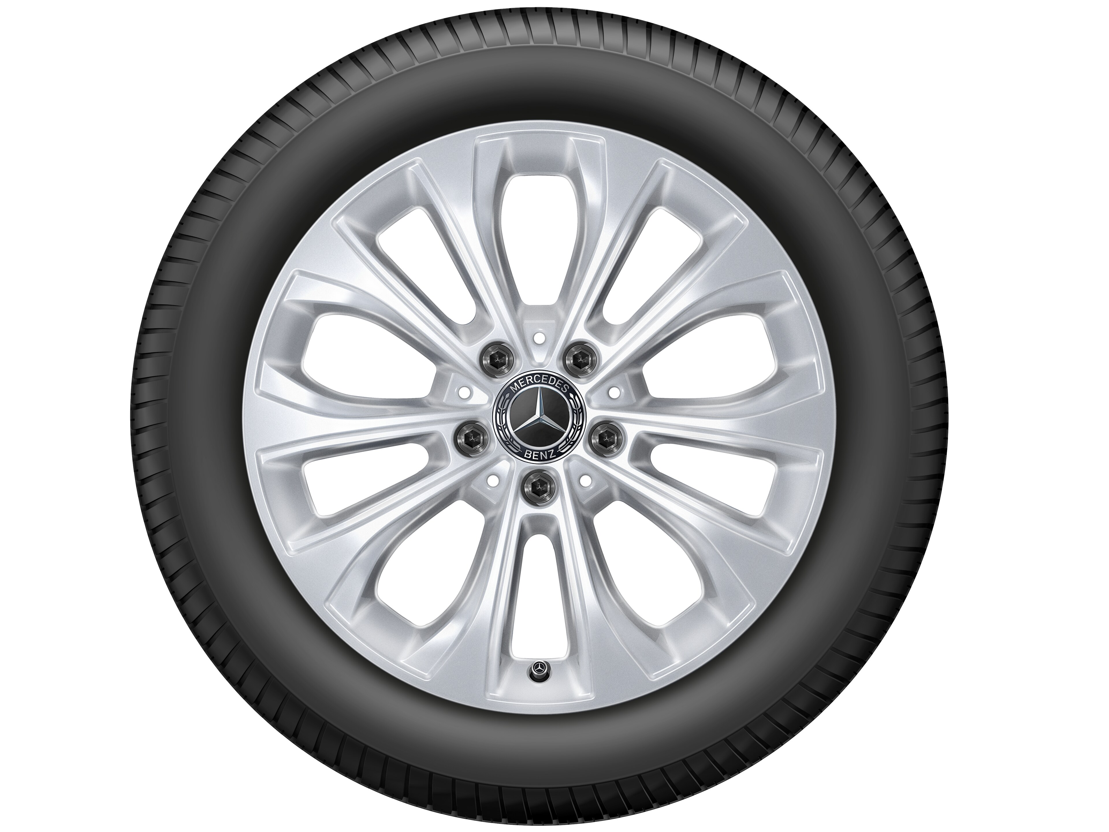 Cerchio a 10 razze, 43,2 cm (17 pollici) - 7 J x 17 ET 48,5, argento vanadio, verniciato