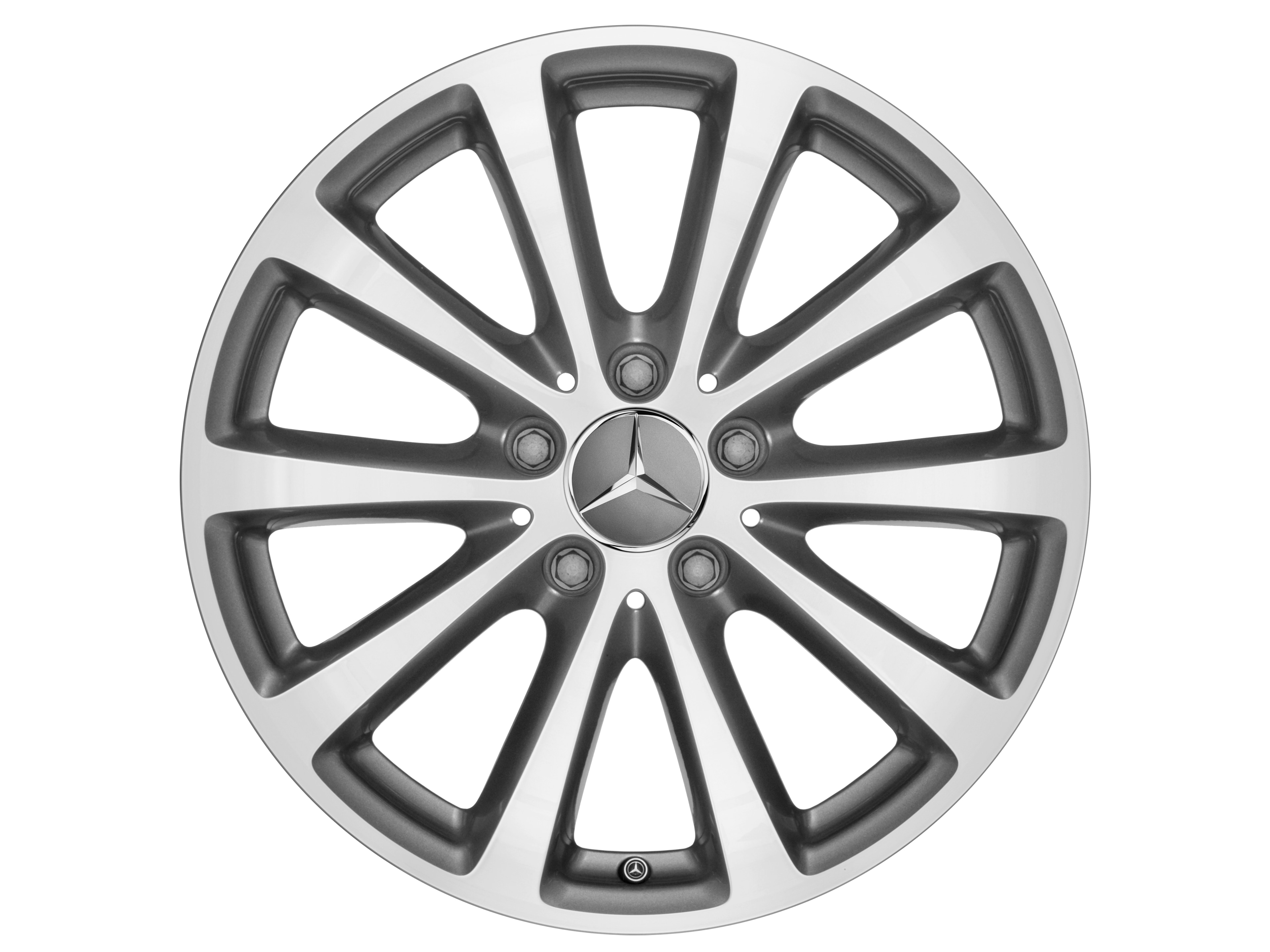 Cerchio a 10 razze, 43,2 cm (17 pollici) - 7,5 J x 17 ET 40, grigio Himalaya, Tornitura a specchio