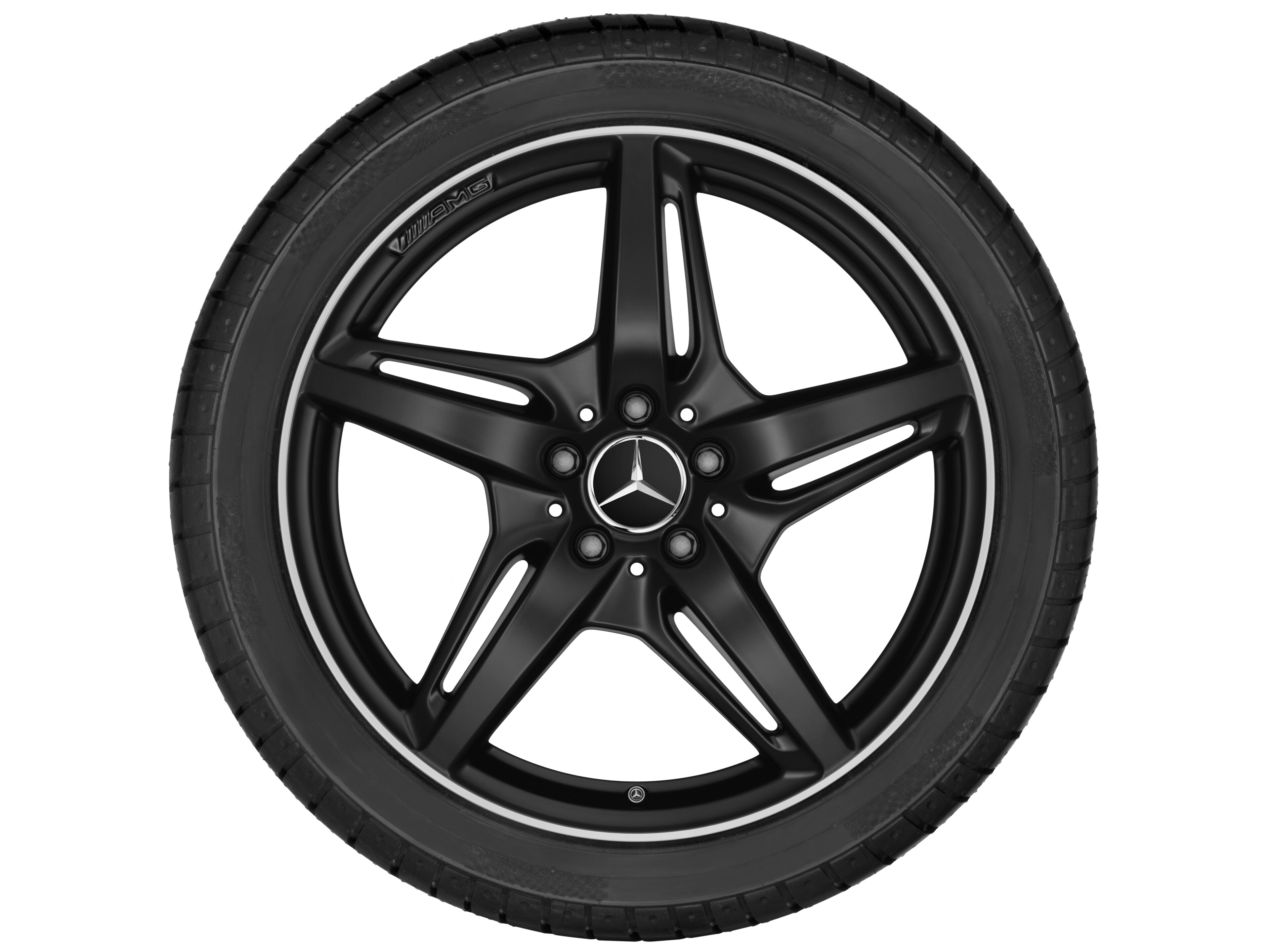 Cerchio a 5 razze AMG, 50,8 cm (20 pollici), Bordo del cerchio tornito a specchio - 11 J x 20 ET 68, nero opacizzato