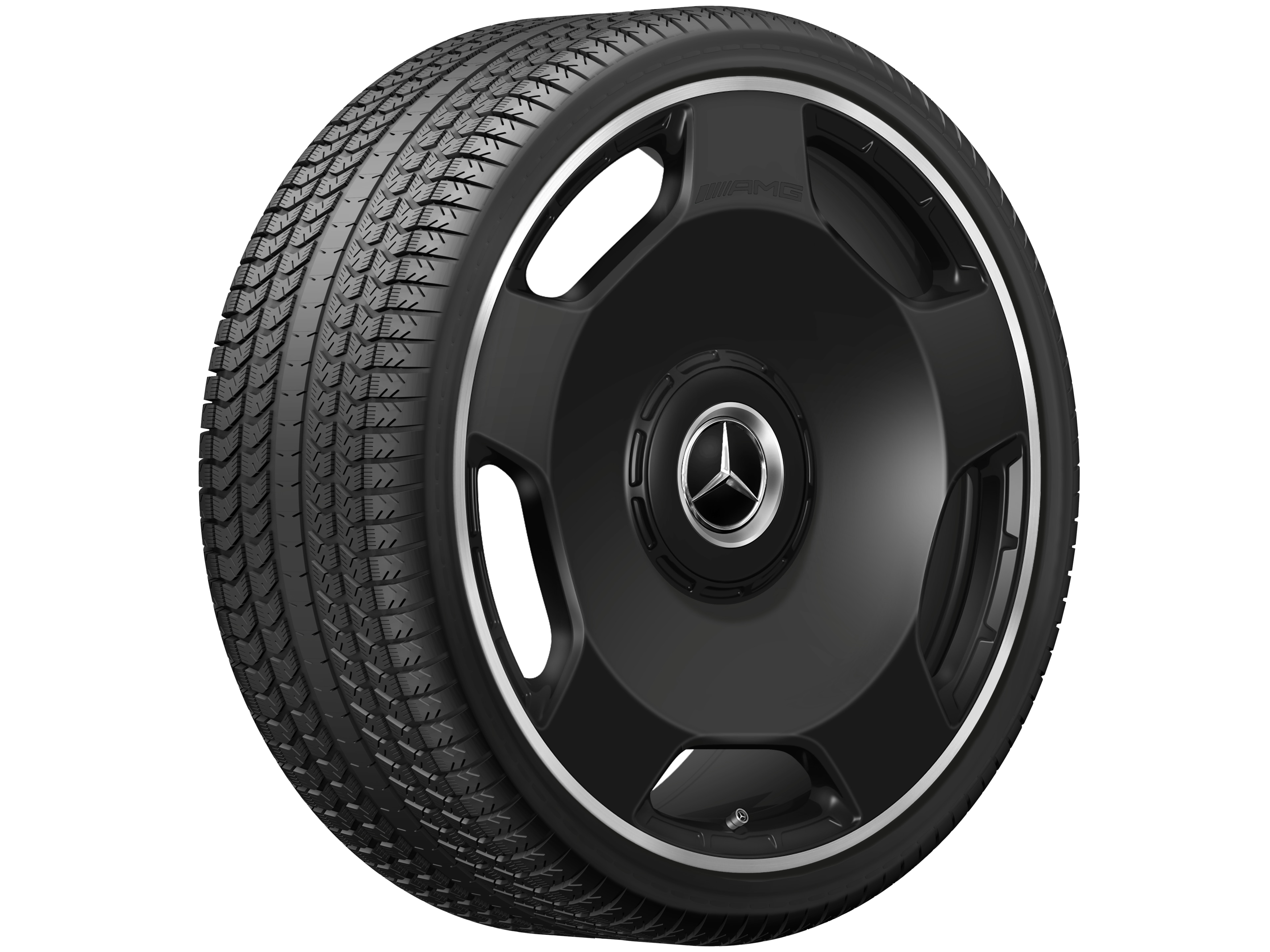 Cerchio fucinato AMG con design a 5 fori, 58,4 cm (23 pollici), Bordo del cerchio tornito a specchio - 10 J x 23 ET 45, nero opacizzato, Bordo del cerchio tornito a specchio