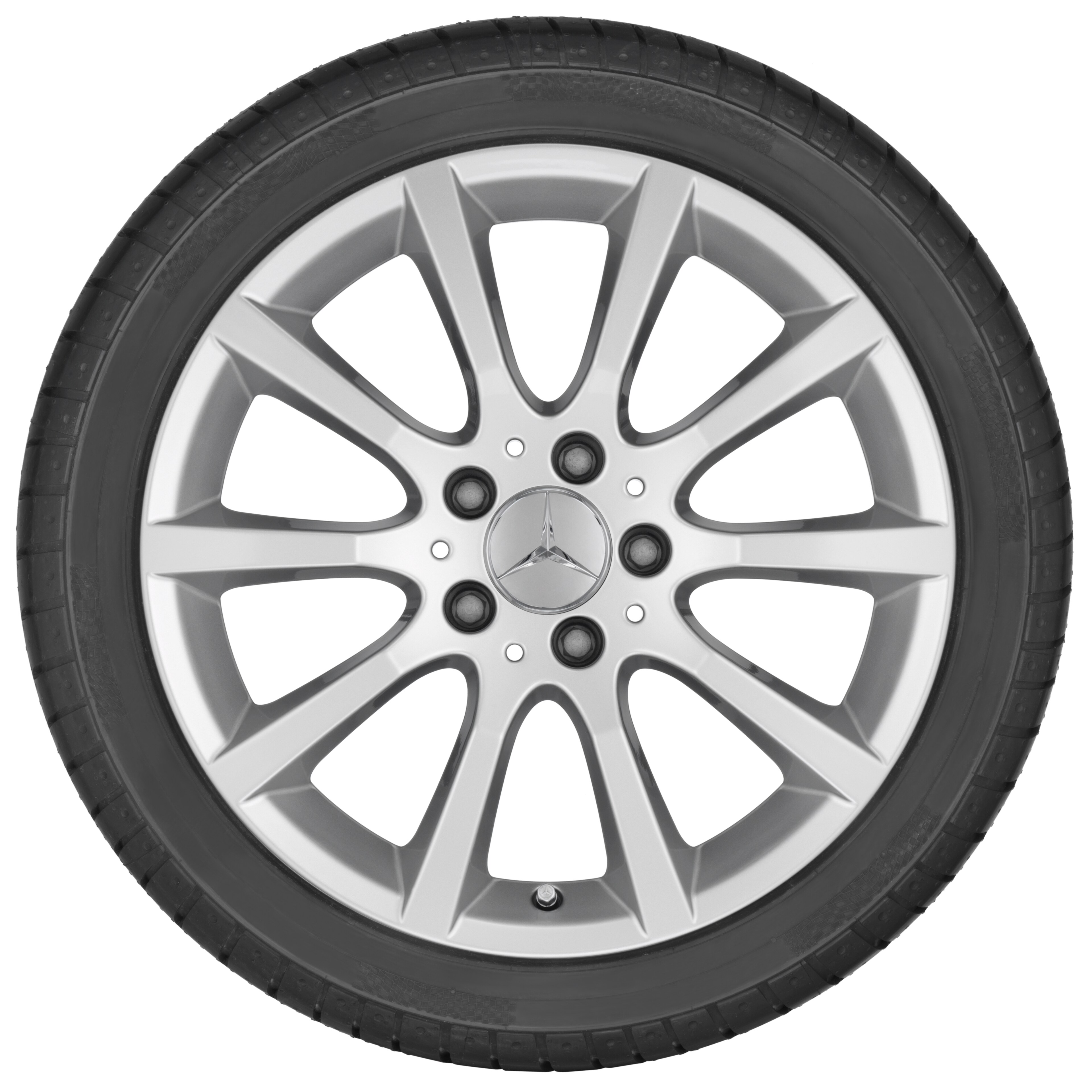 Cerchio a 10 razze, 43,2 cm (17 pollici) - 7,5 J x 17 ET 47, argento titanio