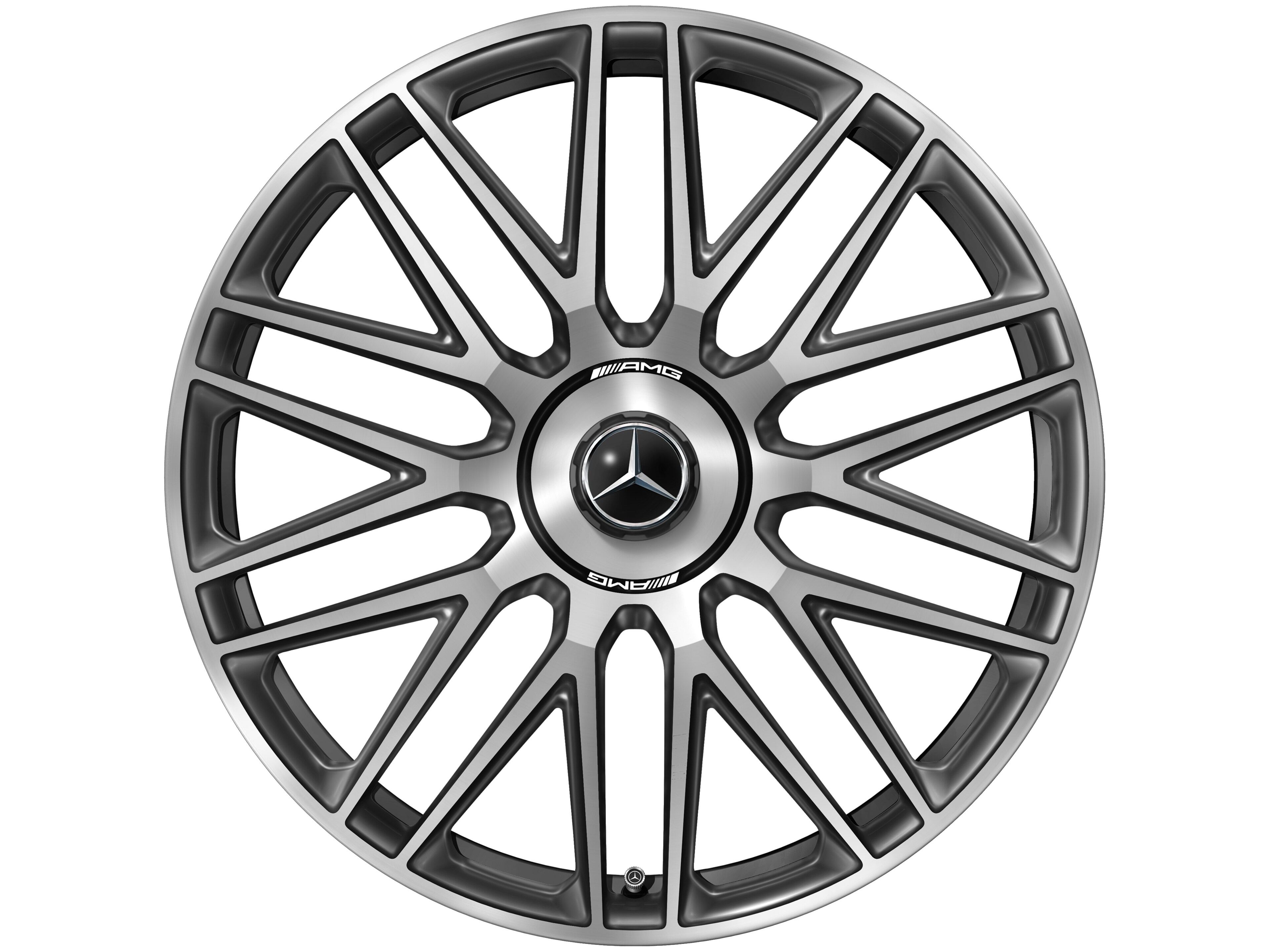 AMG Schmiederad im 10-Speichen-Design, 53,3 cm (21 Zoll) - 9,5 J x 21 ET 33, schwarz / dark platin gloss