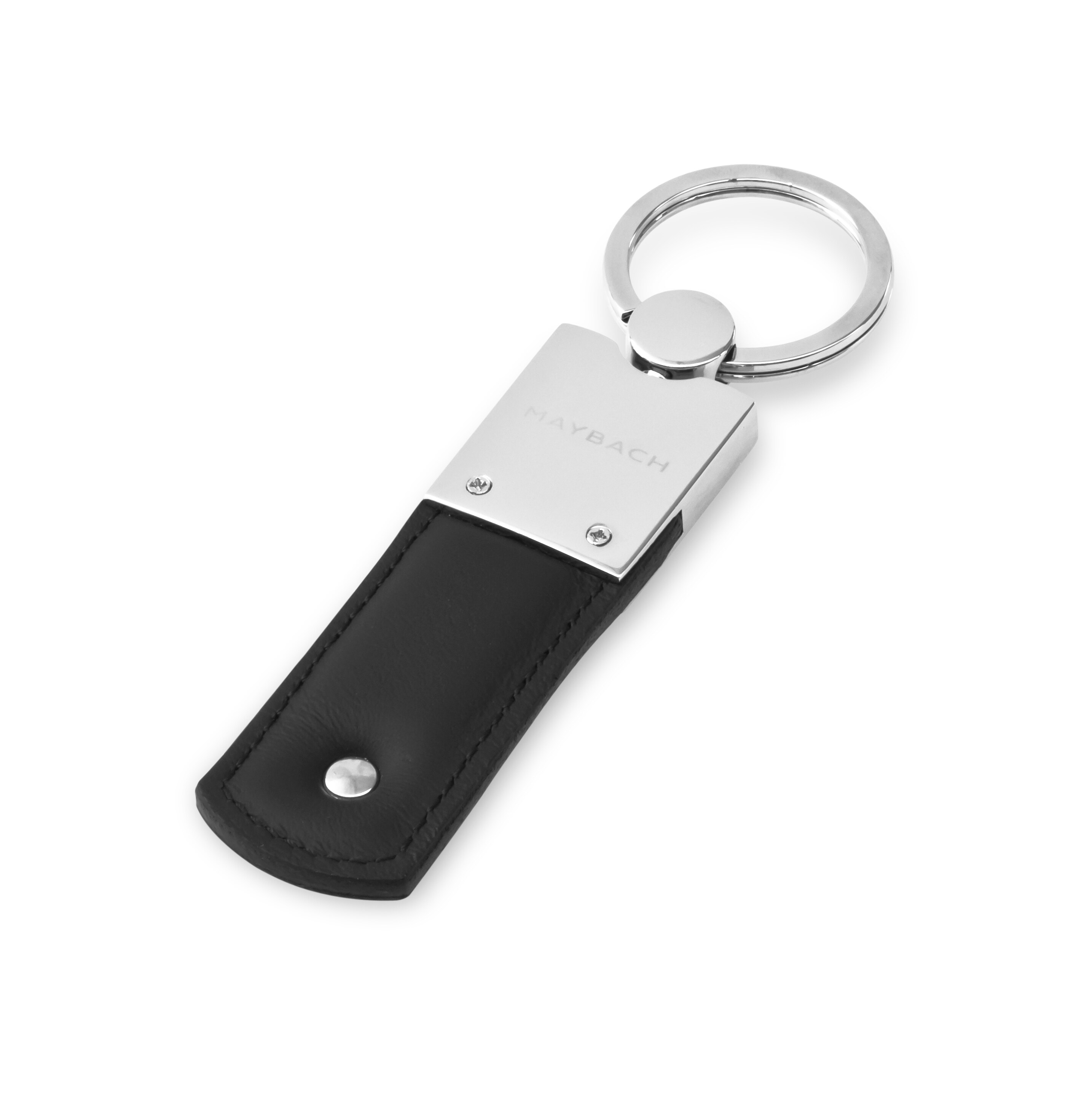 Portachiavi, Mercedes-Maybach, nero - colore nero / argento, Pelle / acciaio inox
