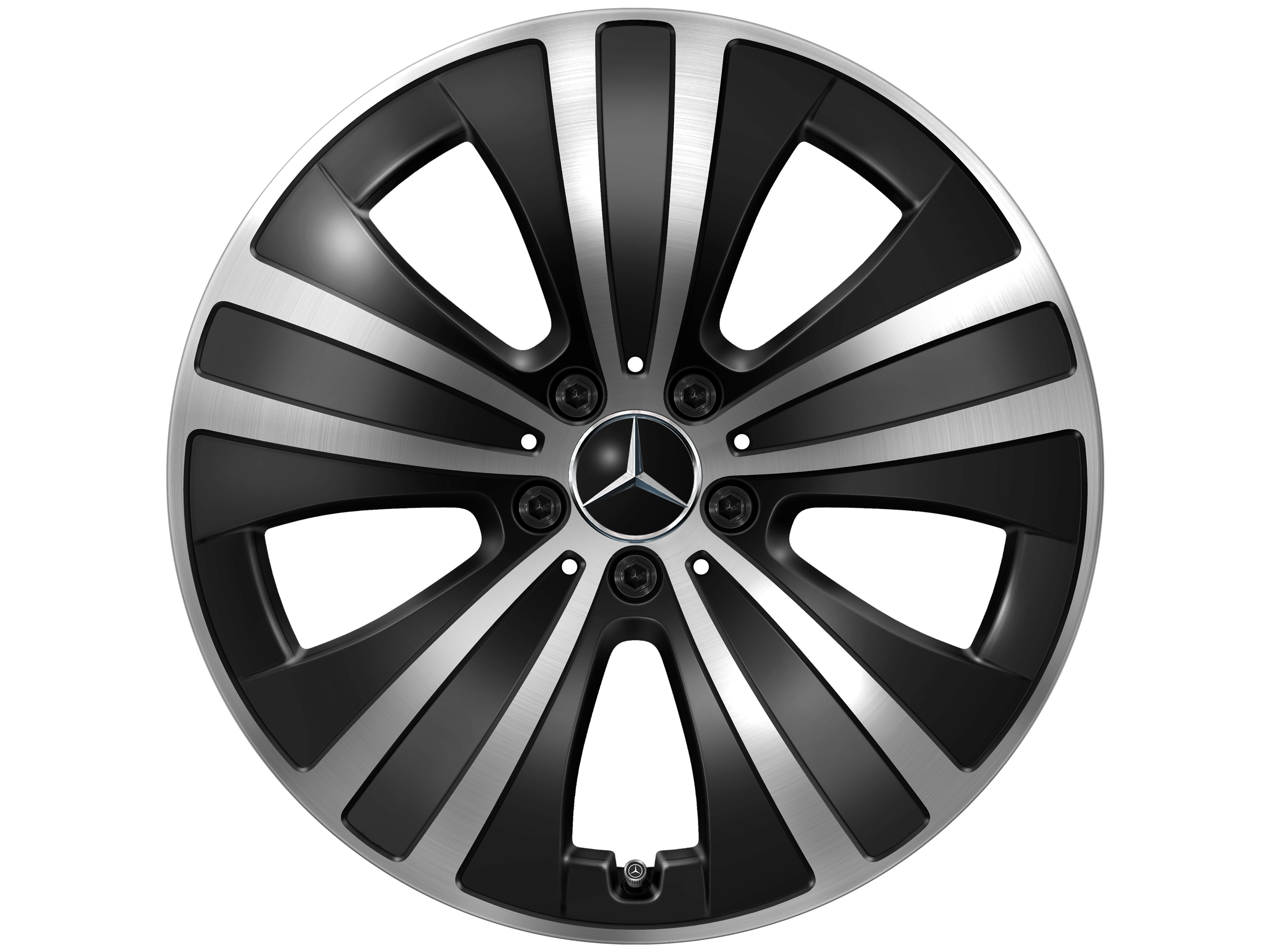 Cerchio a 5 razze, 48,3 cm (19 pollici) - 8,5 J x 19 ET 47,5, colore nero, Tornitura a specchio