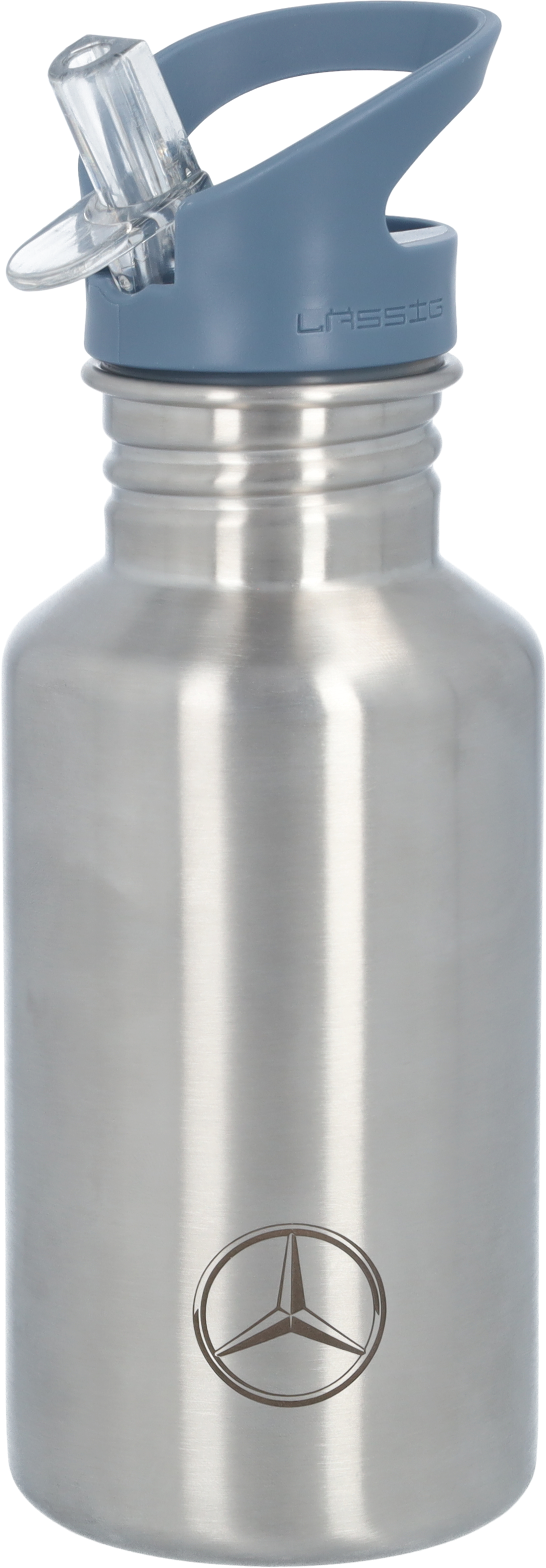 Borraccia per bambini, Mercedes-Benz - argento / blu, acciaio inox / Bambù / polipropilene, Lässig