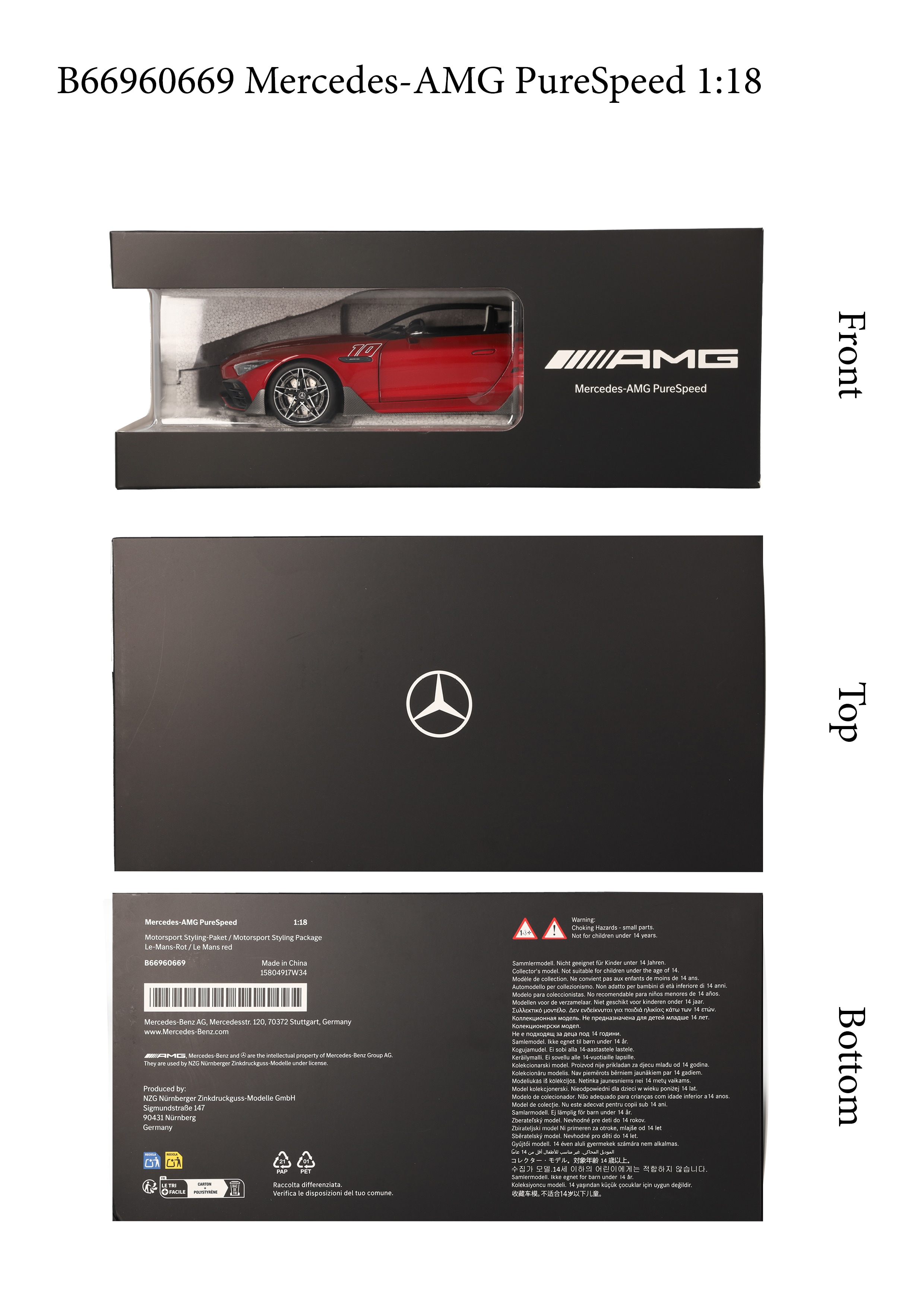 Mercedes-AMG PureSpeed, R232 - rosso Le Mans, NZG, 1:18
