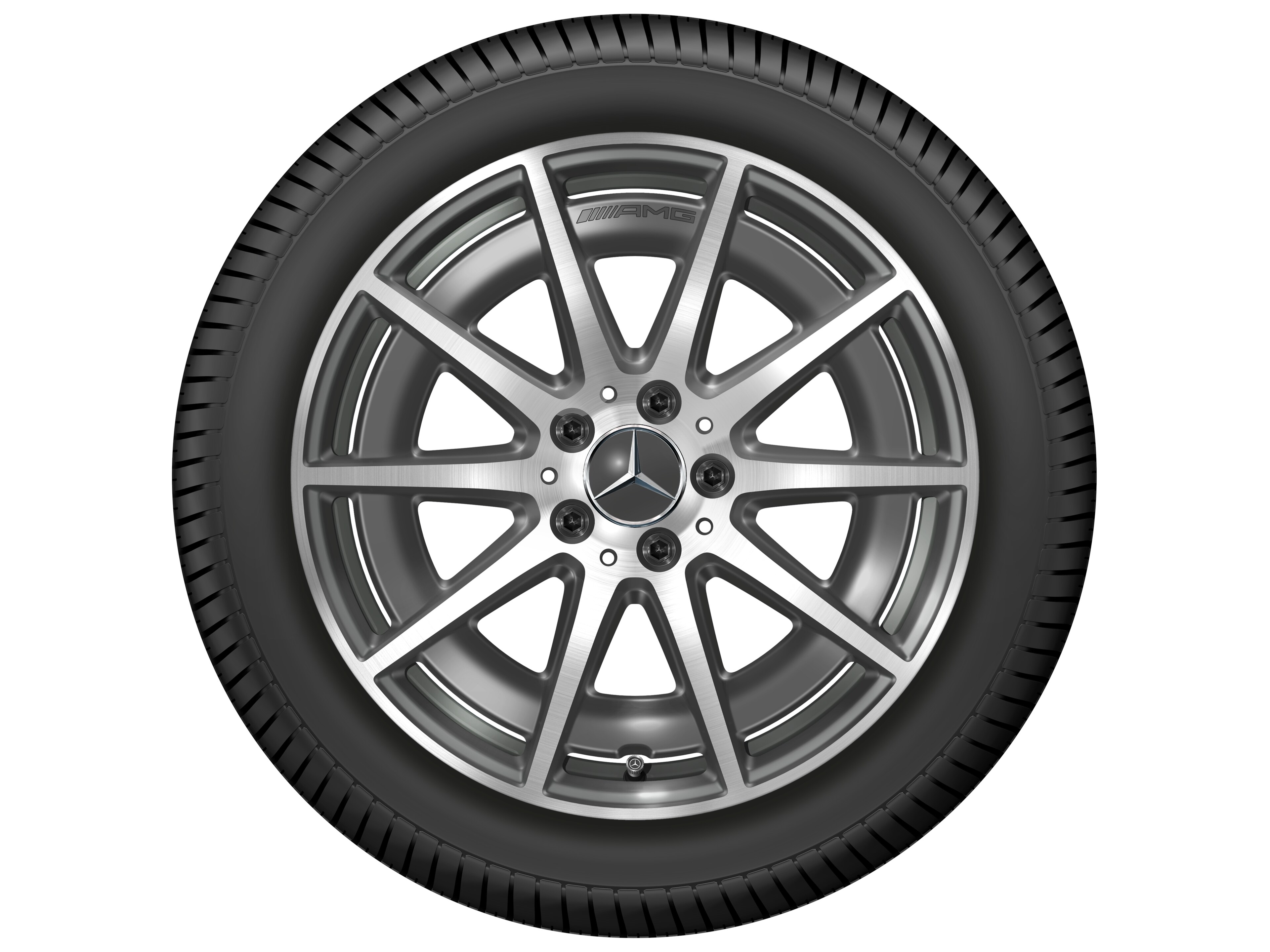 Cerchio a 10 razze AMG, 45,7 cm (18 pollici) - 8 J x 18 ET 43,1, Grigio tantalio, Tornitura a specchio