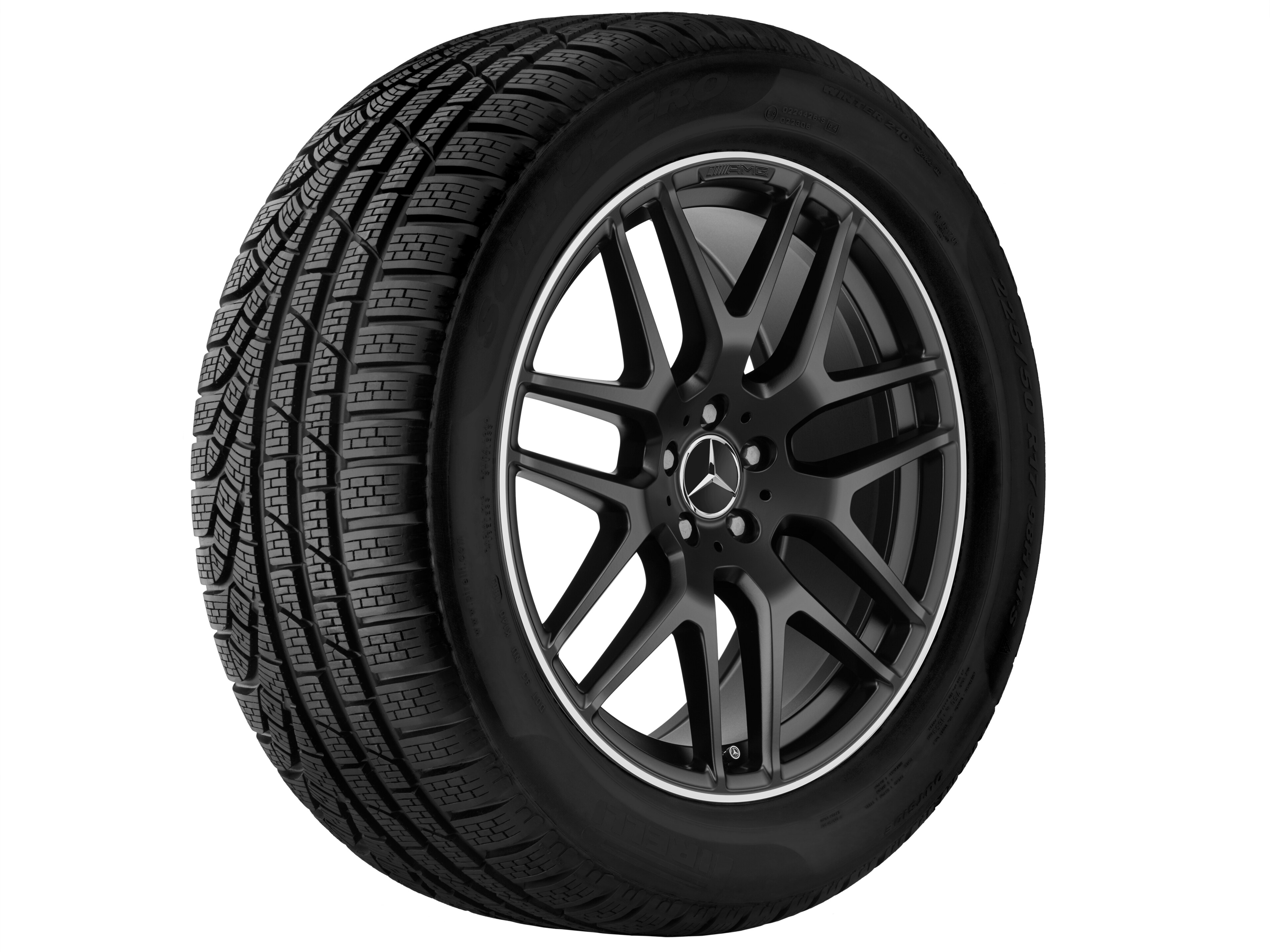 AMG Leichtmetallrad, im Kreuzspeichen-Design, 53,3 cm (21 Zoll), Felgenhorn glanzgedreht - 10 J x 21 ET 46, schwarz matt, Felgenhorn glanzgedreht