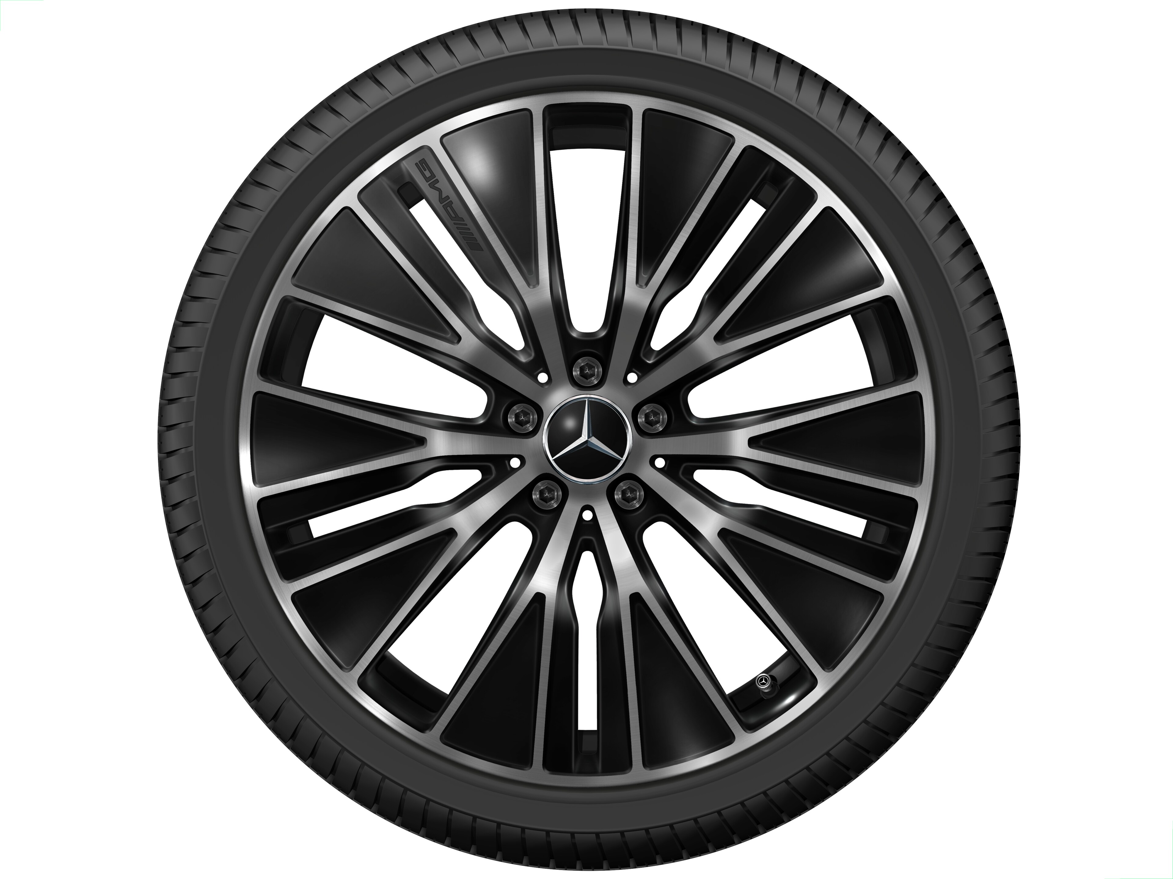 AMG Leichtmetallrad, im Y-Speichen-Design, 53,3 cm (21 Zoll), aerodynamisch optimiert - 9,5 J x 21 ET 58,2, schwarz, glanzgedreht