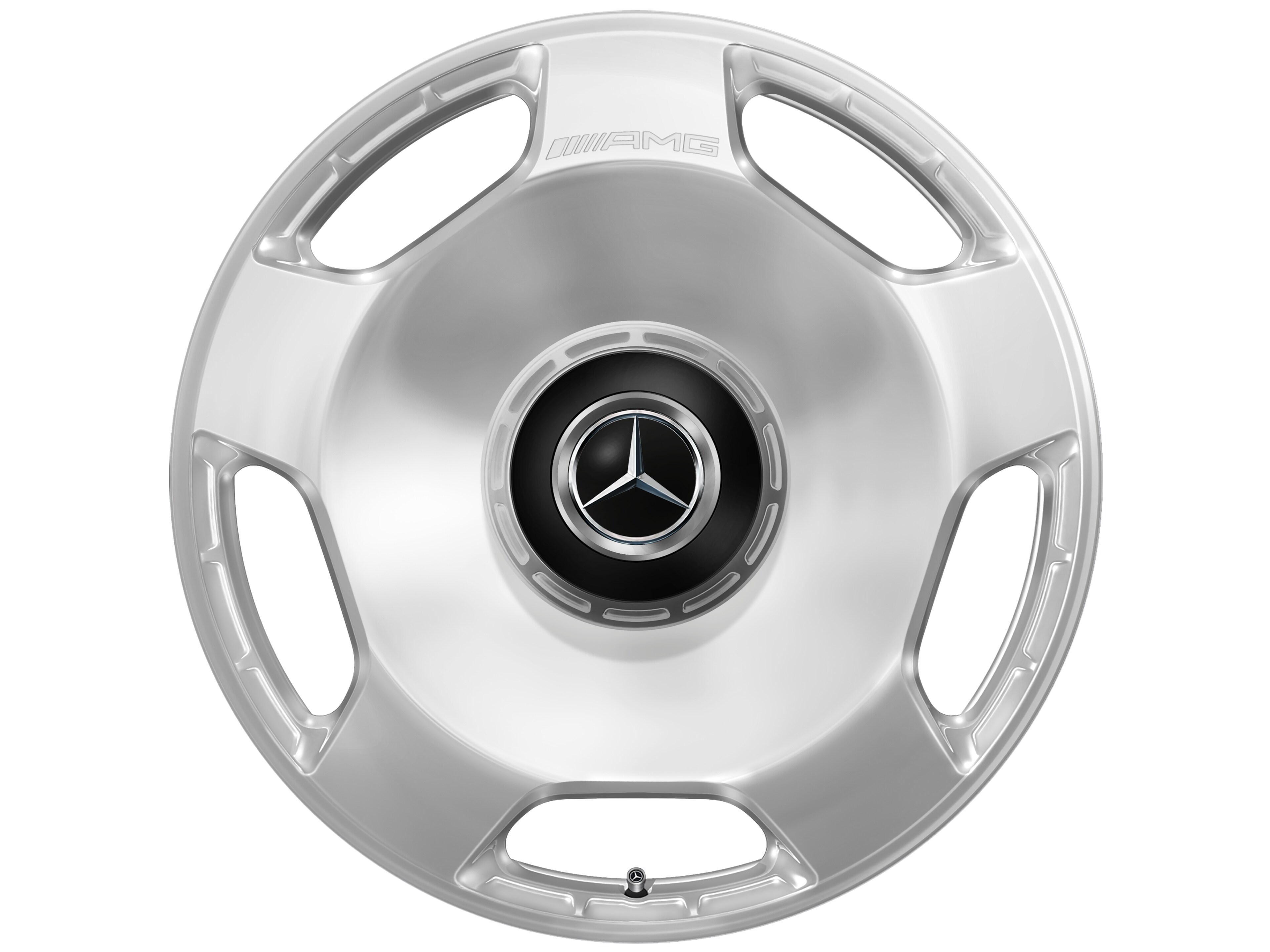 Cerchio fucinato AMG con design a 5 fori, 58,4 cm (23 pollici) - 11,5 J x 23 ET 47, argento, lucidato ad alta lucidità