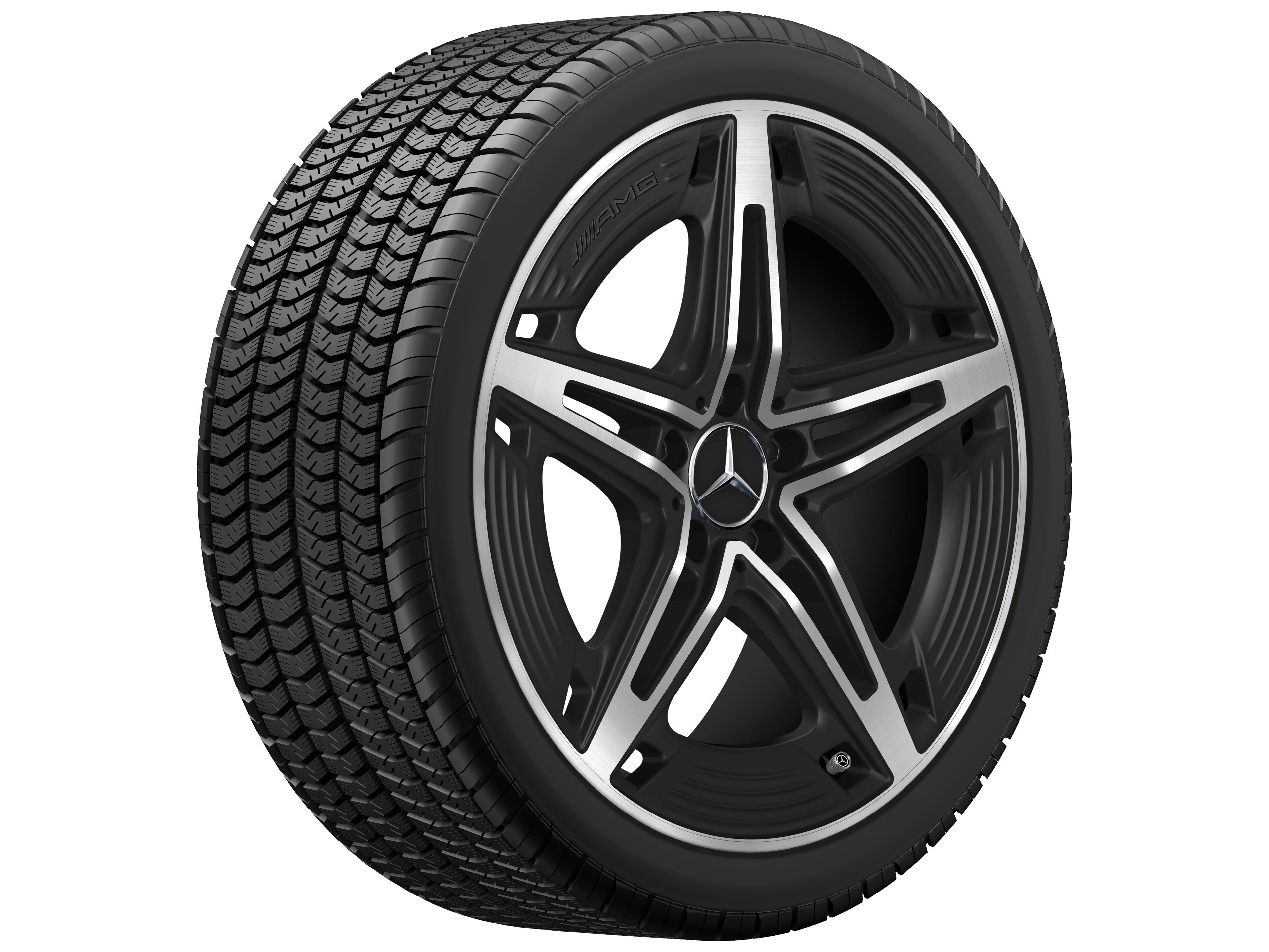 Cerchio a 5 razze AMG, 48,3 cm (19 pollici) - 8,5 J x 19 ET 46, nero opacizzato, Tornitura a specchio