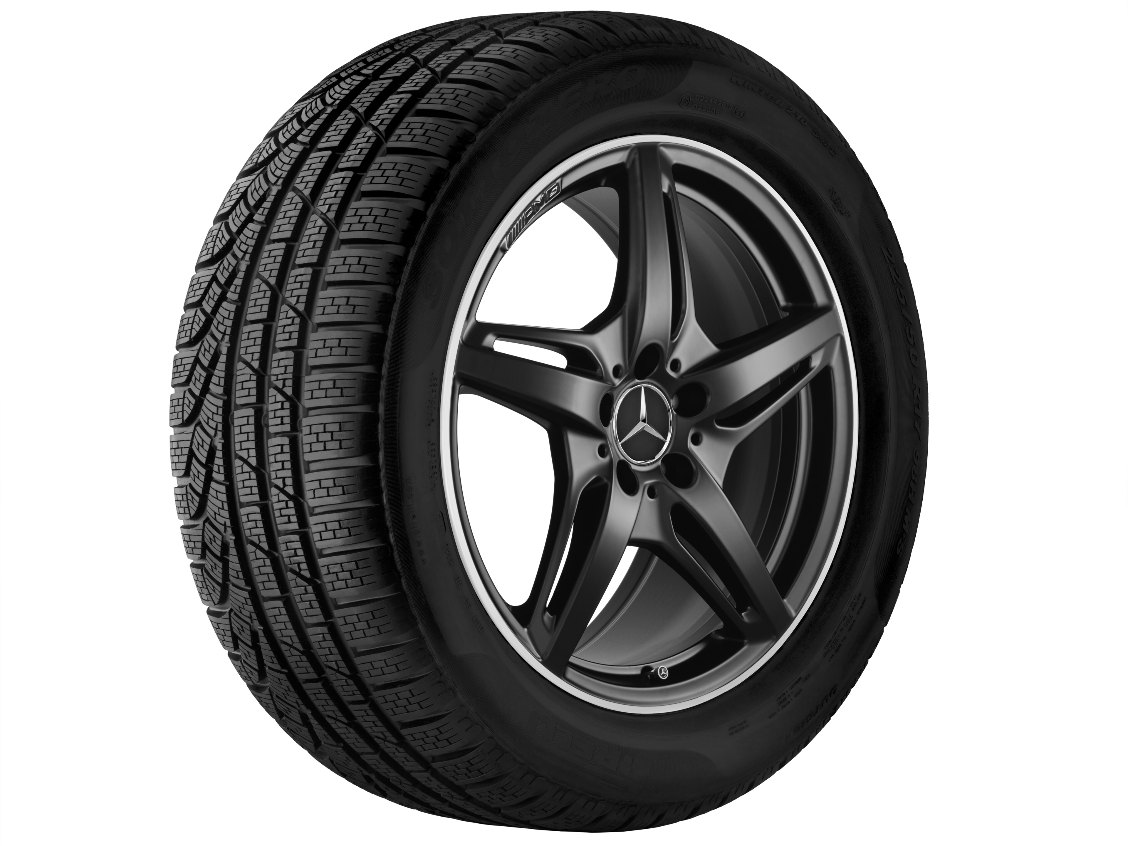 Cerchio a 5 razze AMG, 50,8 cm (20 pollici), Bordo del cerchio tornito a specchio - 11 J x 20 ET 68, nero opacizzato