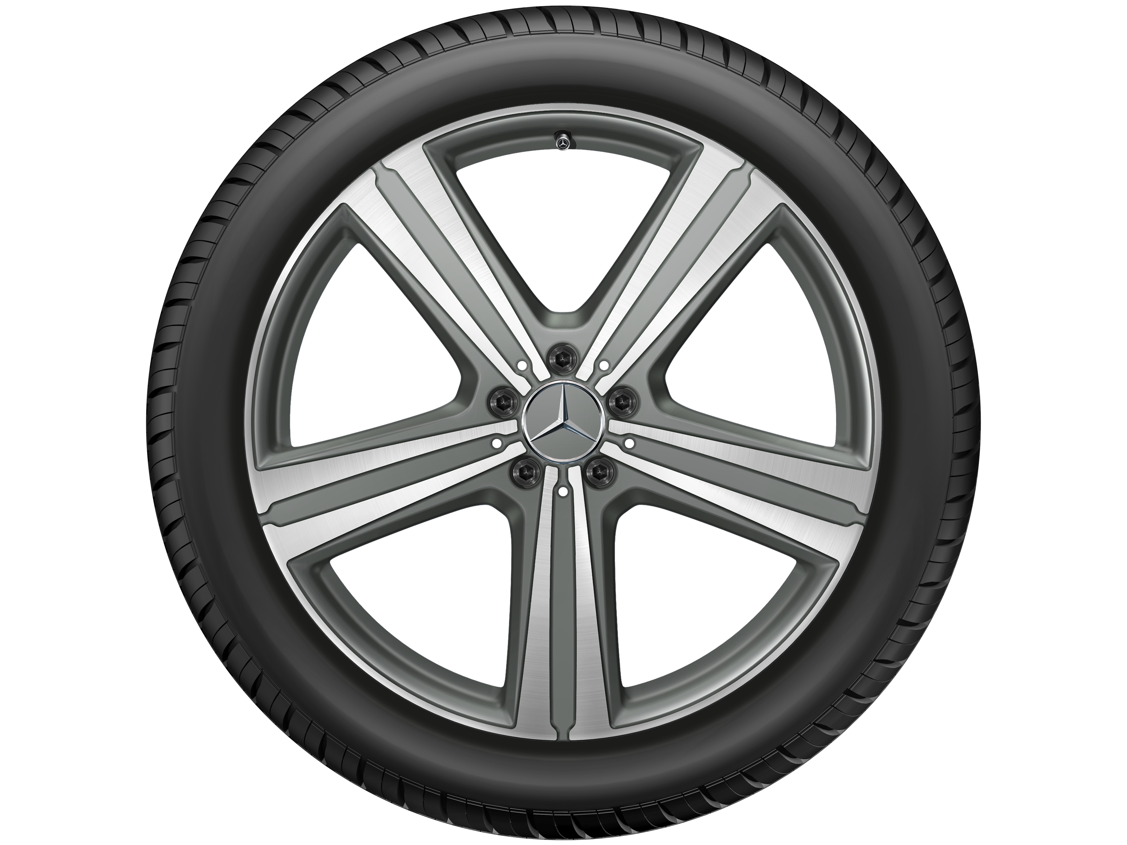 Cerchio a 5 razze, 53,3 cm (21 pollici), con tornitura a specchio - 10 J x 21 ET 54,6, grigio Himalaya opaco, Tornitura a specchio