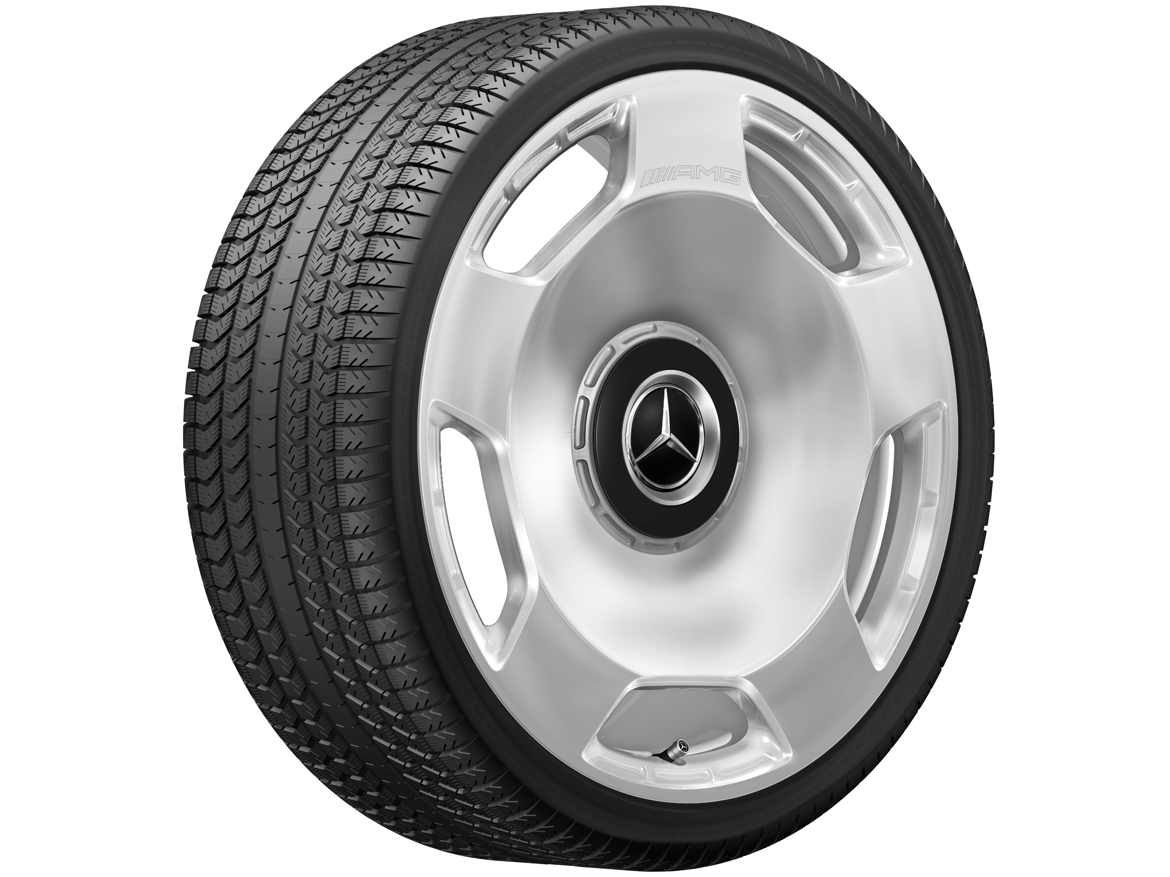 Cerchio fucinato AMG con design a 5 fori, 58,4 cm (23 pollici) - 11,5 J x 23 ET 47, argento, lucidato ad alta lucidità
