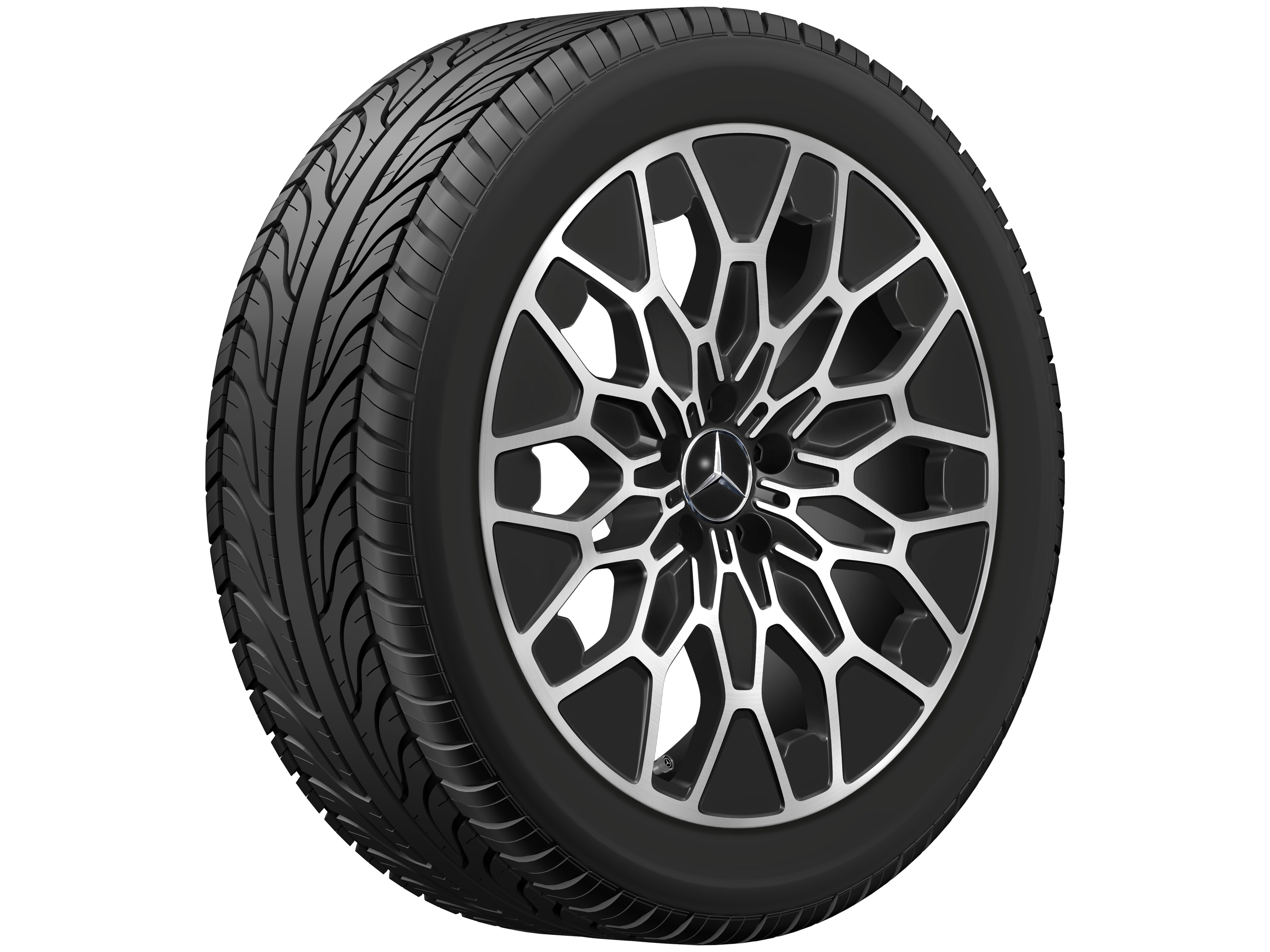 Cerchio a 10 razze Y, Aero, 50,8 cm (20 pollici) - 8 J x 20 ET 32,7, colore nero, Tornitura a specchio