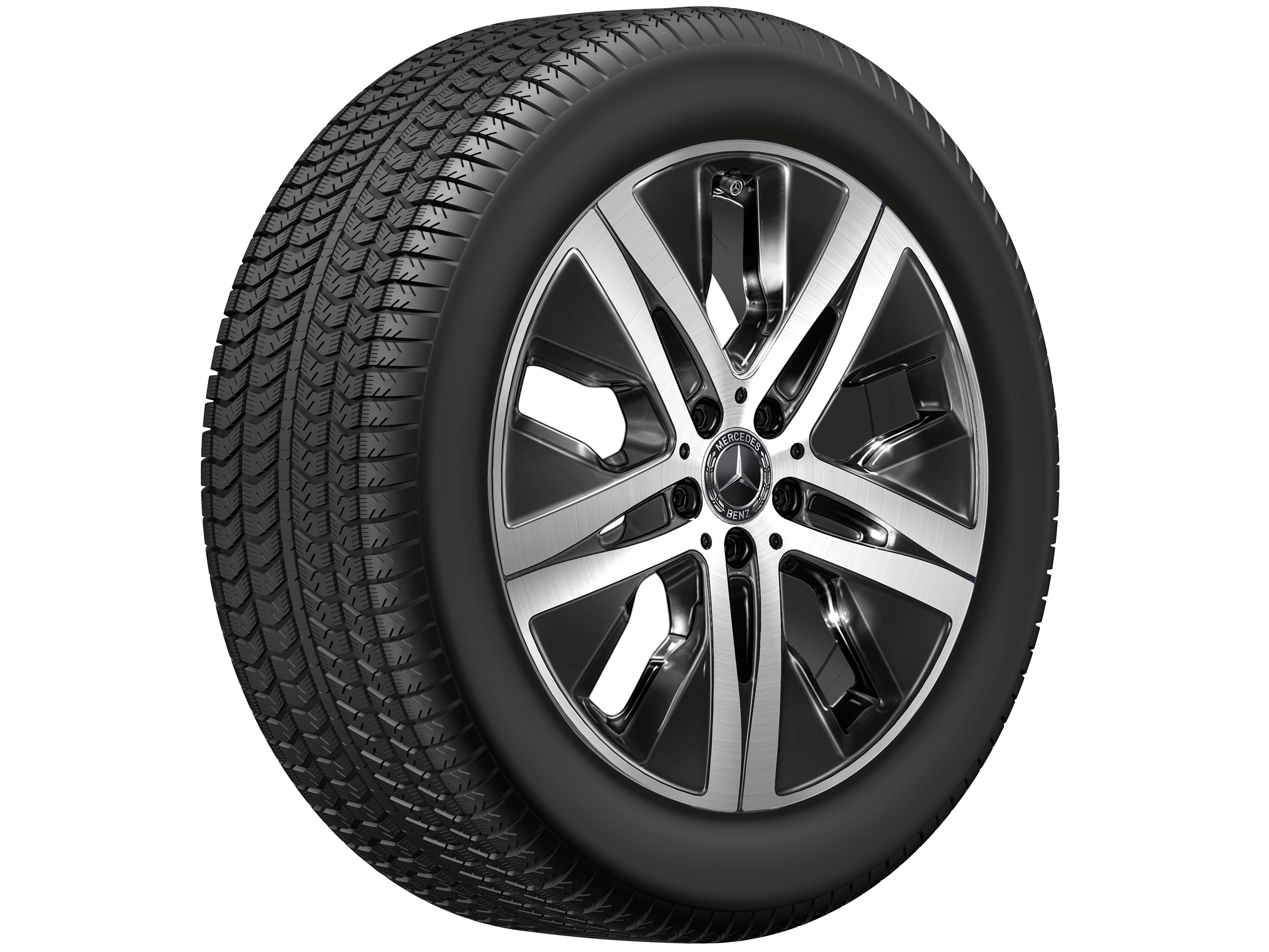 Cerchio a 5 fori, Aero, 48,3 cm (19 pollici), con tornitura a specchio - 8 J x 19 ET 61, colore nero, Tornitura a specchio