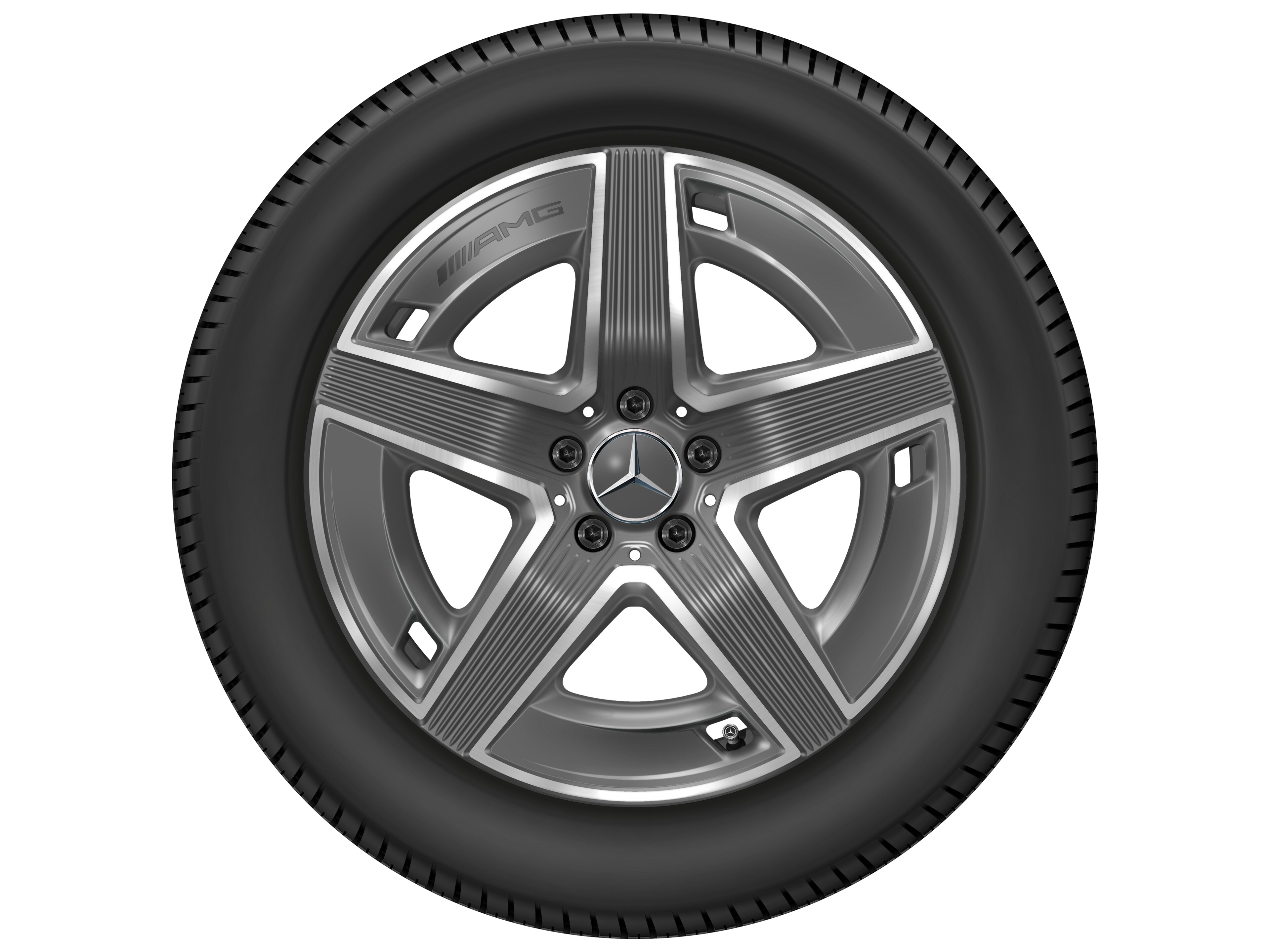Cerchio a 5 razze AMG, 48,3 cm (19 pollici) - 9 J x 19 ET 30, Grigio tantalio, Tornitura a specchio