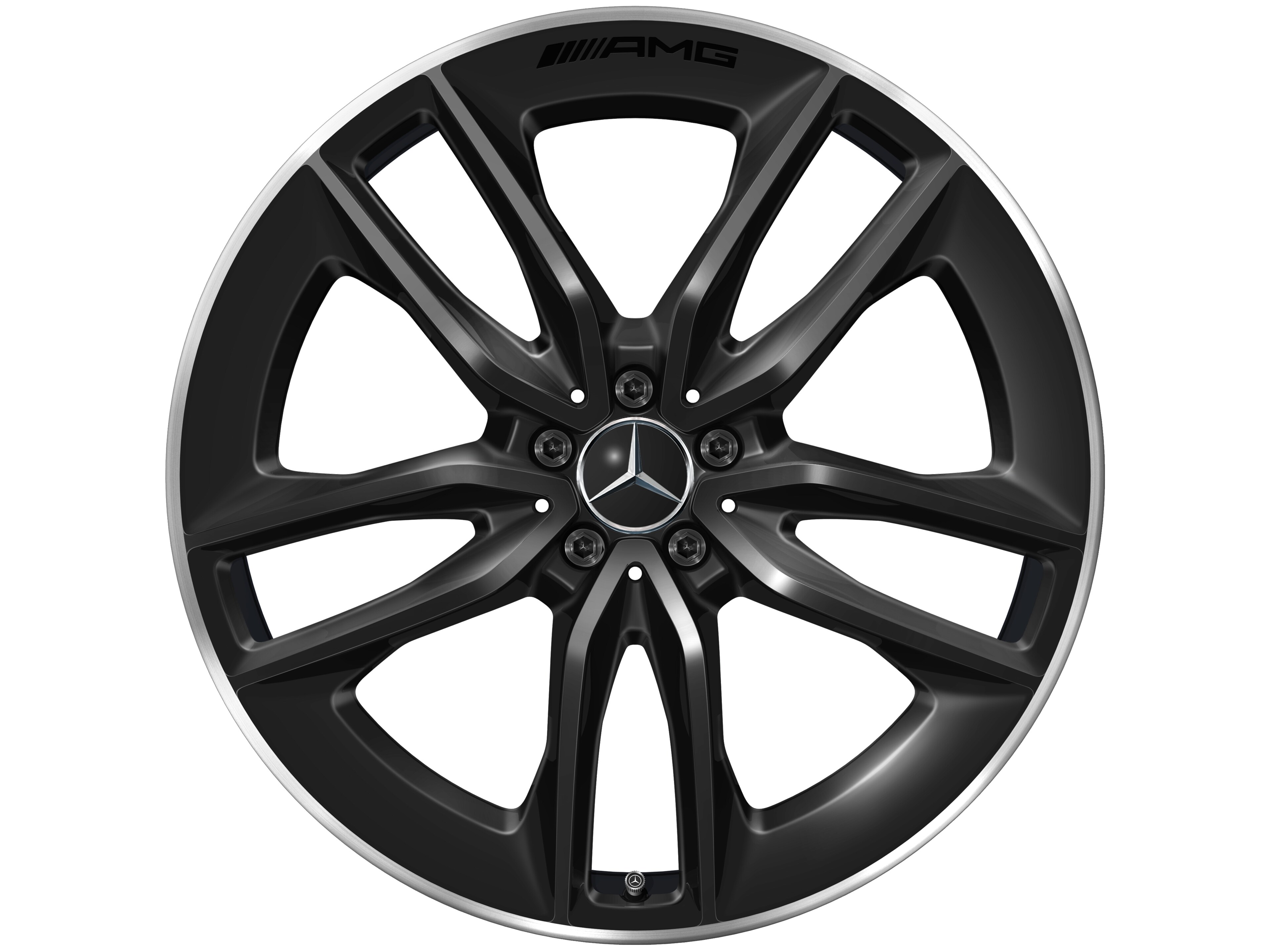 Cerchio a 5 doppie razze AMG, 55,9 cm (22 pollici), Bordo del cerchio tornito a specchio - 10 J x 22 ET 56,1, colore nero, Bordo del cerchio tornito a specchio