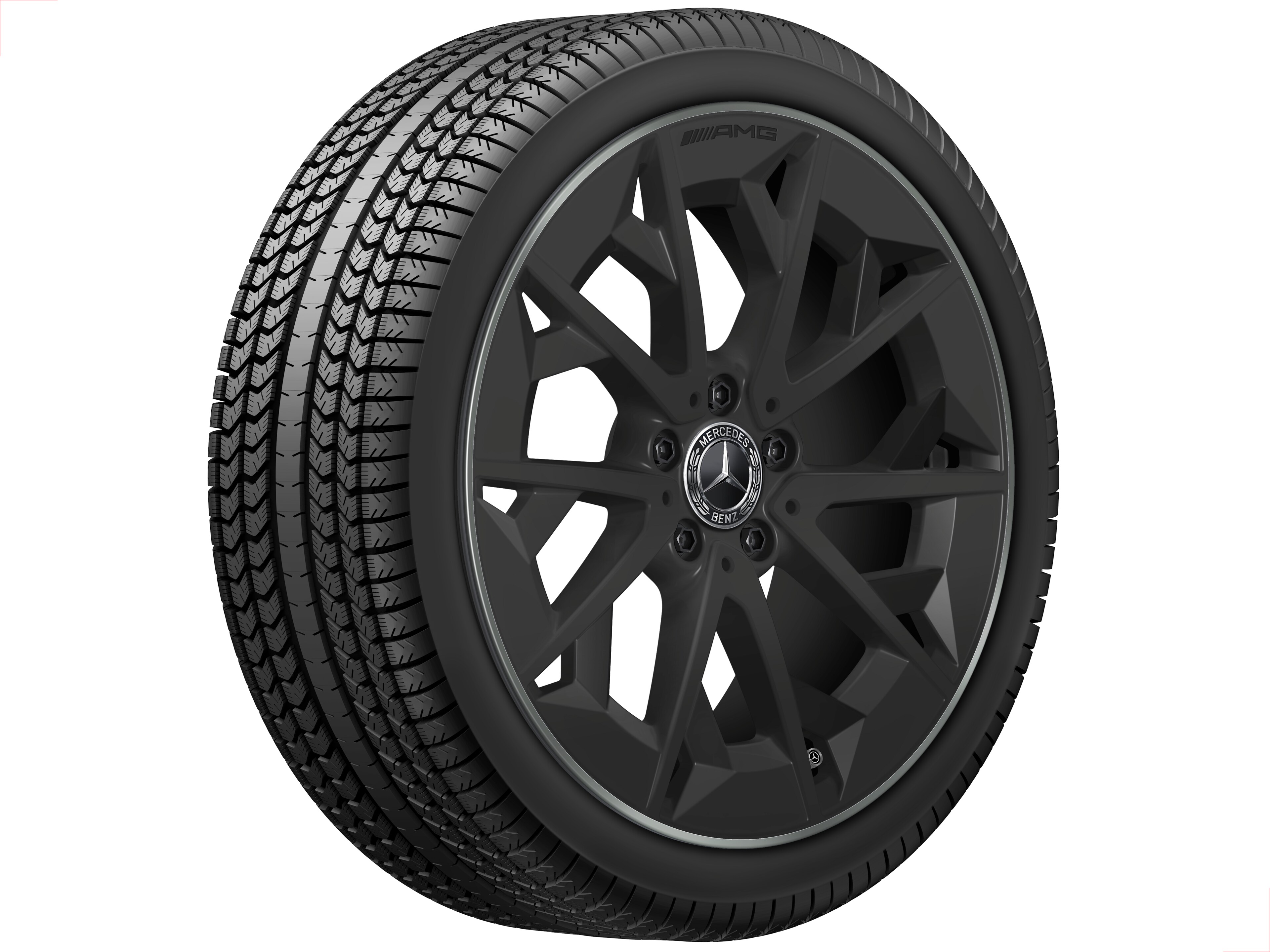 Cerchio in lega leggera AMG, con design a razze incrociate, 48,3 cm (19 pollici) - 7,5 J x 19 ET 48,4, nero opacizzato / oro tecnico opaco