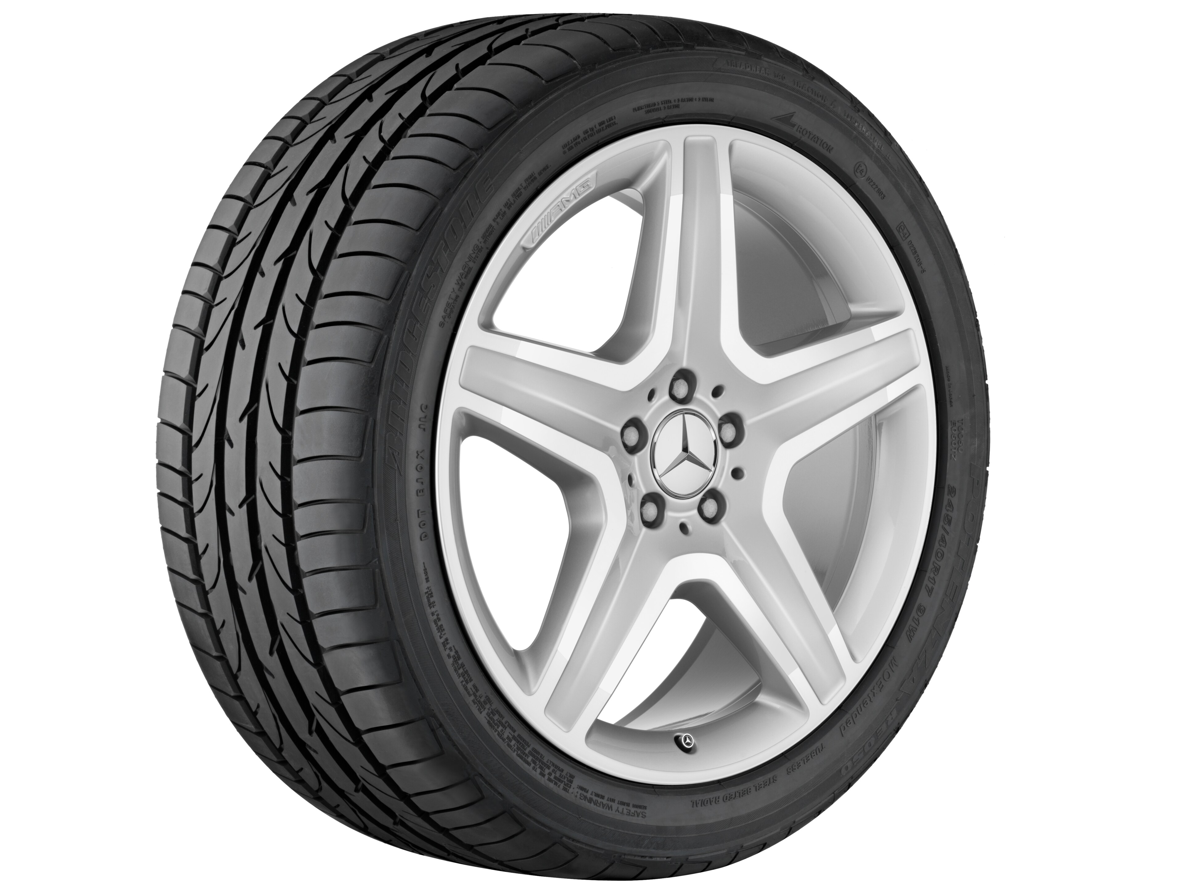 Cerchio a 5 razze AMG, 50,8 cm (20 pollici) - 9 J x 20 ET 57, argento, Tornitura a specchio