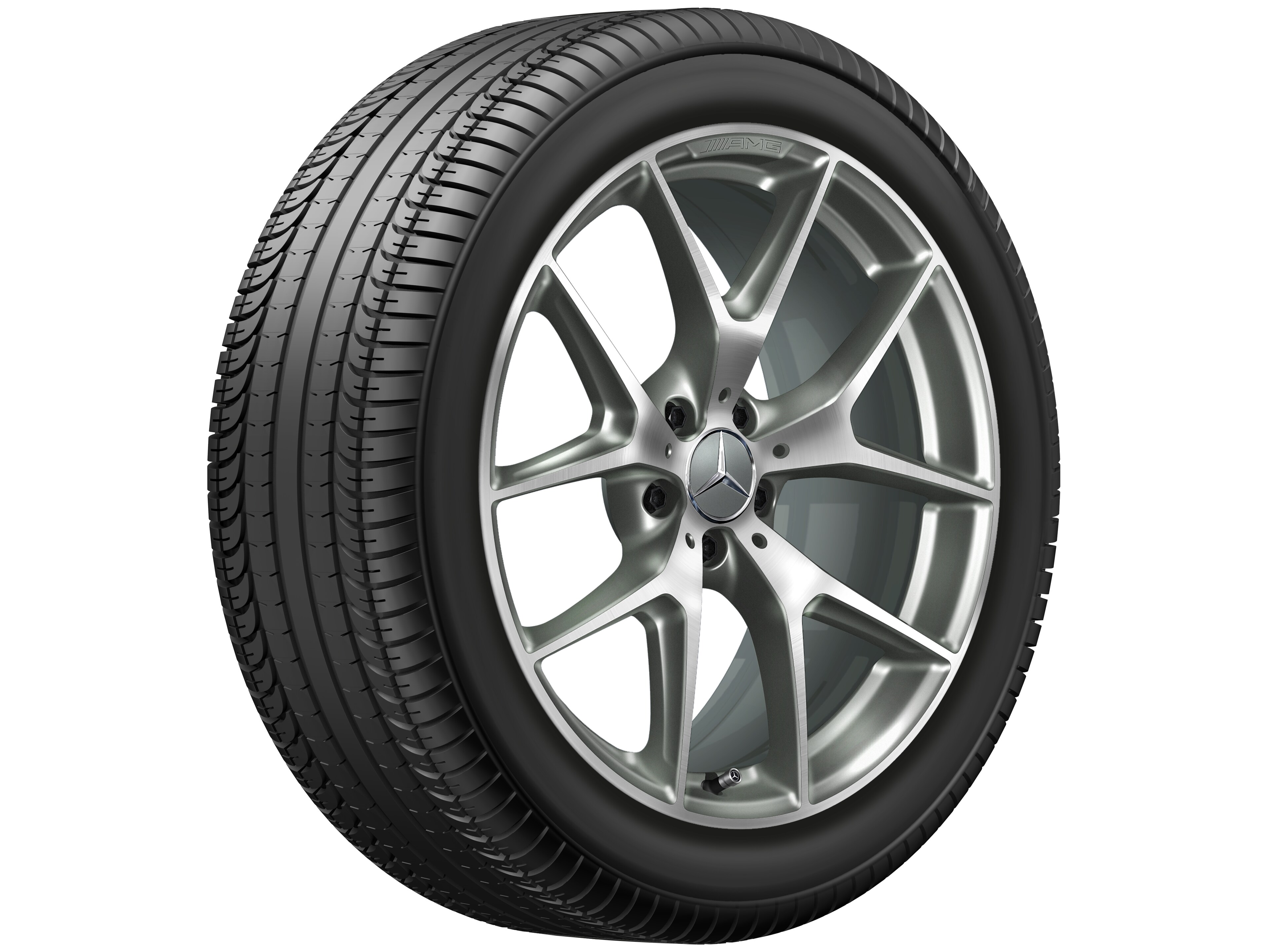 Ruota a razze incrociate AMG, 50,8 cm (20 pollici) - 8,5 J x 20 ET 40, grigio titanio, Tornitura a specchio