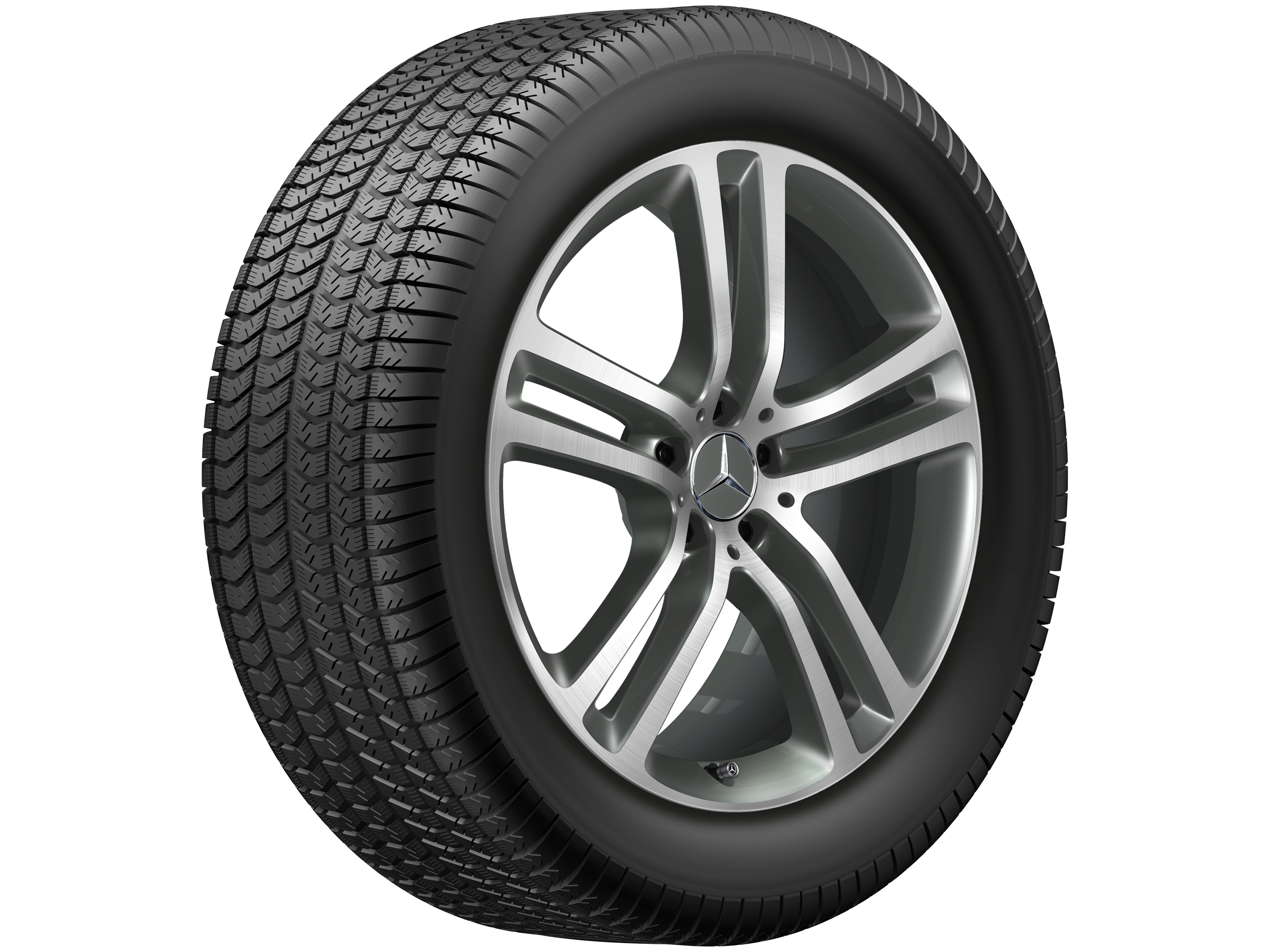5-Doppelspeichen-Rad, 50,8 cm (20 Zoll), glanzgedreht - 8,5 J x 20 ET 55,6, grau Himalaya matt, glanzgedreht
