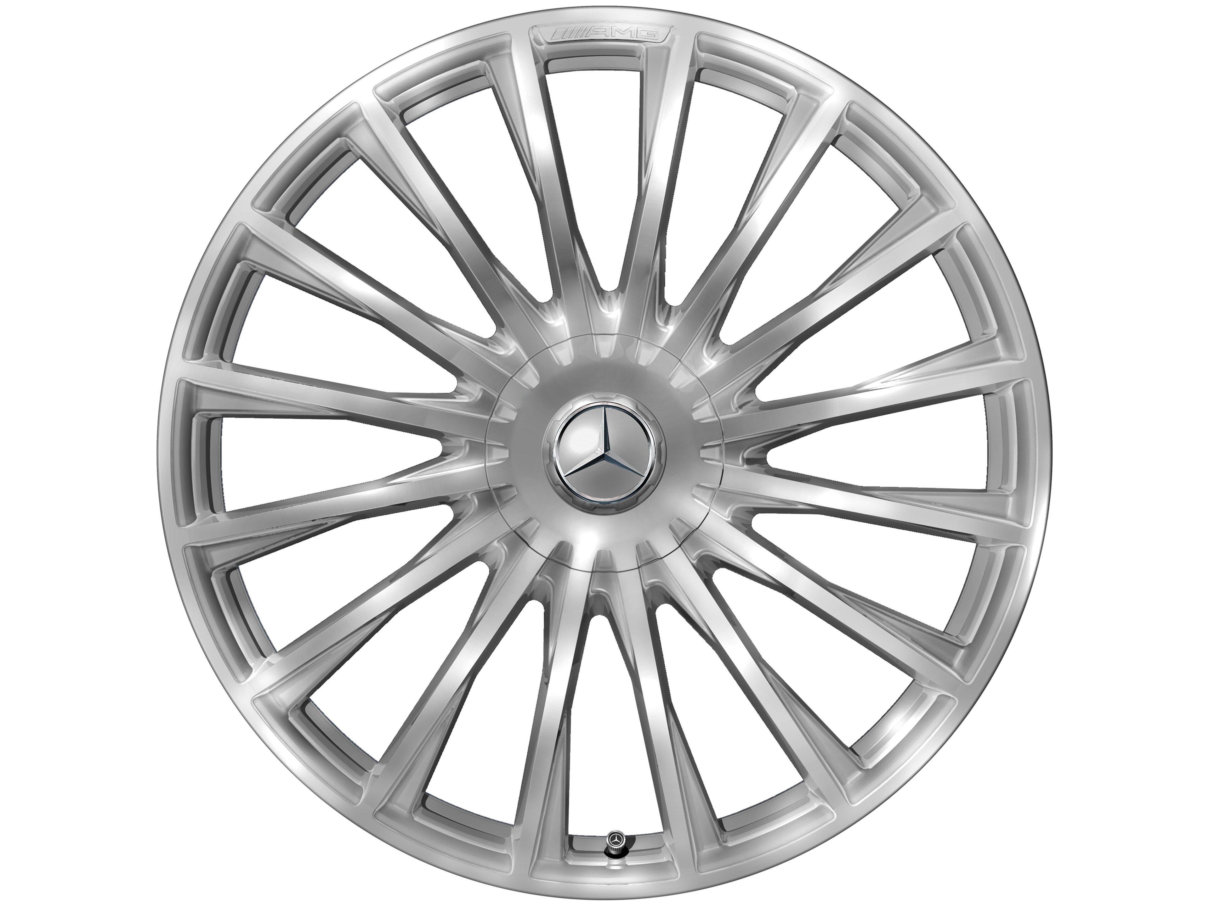 Cerchio fucinato AMG con design a razze multiple, 53,3 cm (21 pollici) - 10,5 J x 21 ET 50, argento, lucidato ad alta lucidità