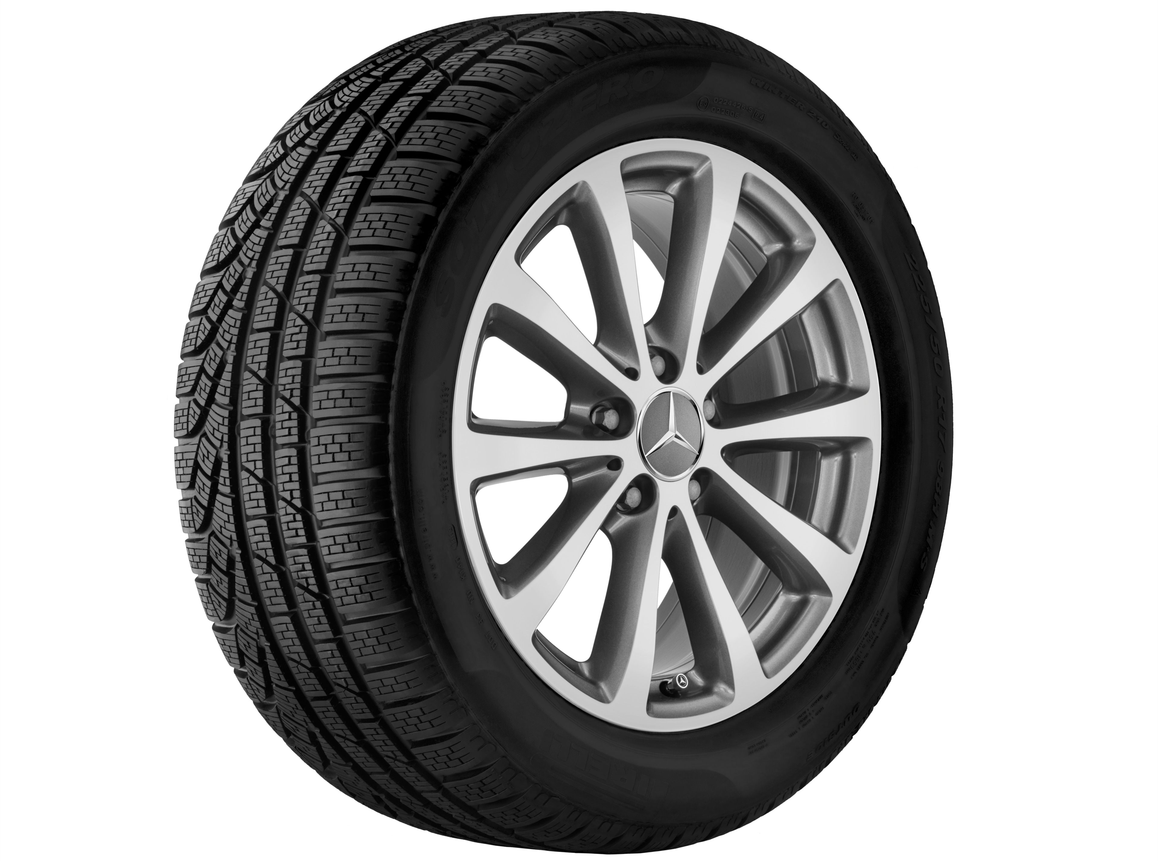 Cerchio a 10 razze, 43,2 cm (17 pollici) - 7,5 J x 17 ET 40, grigio Himalaya, Tornitura a specchio